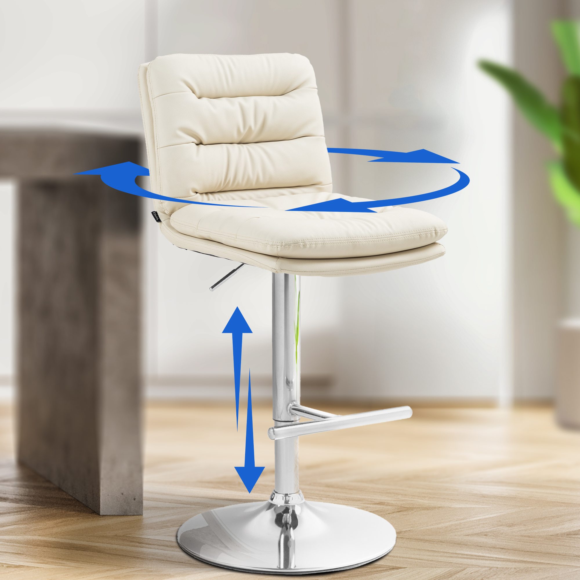 Barhocker Damar Kunstleder chrom, creme