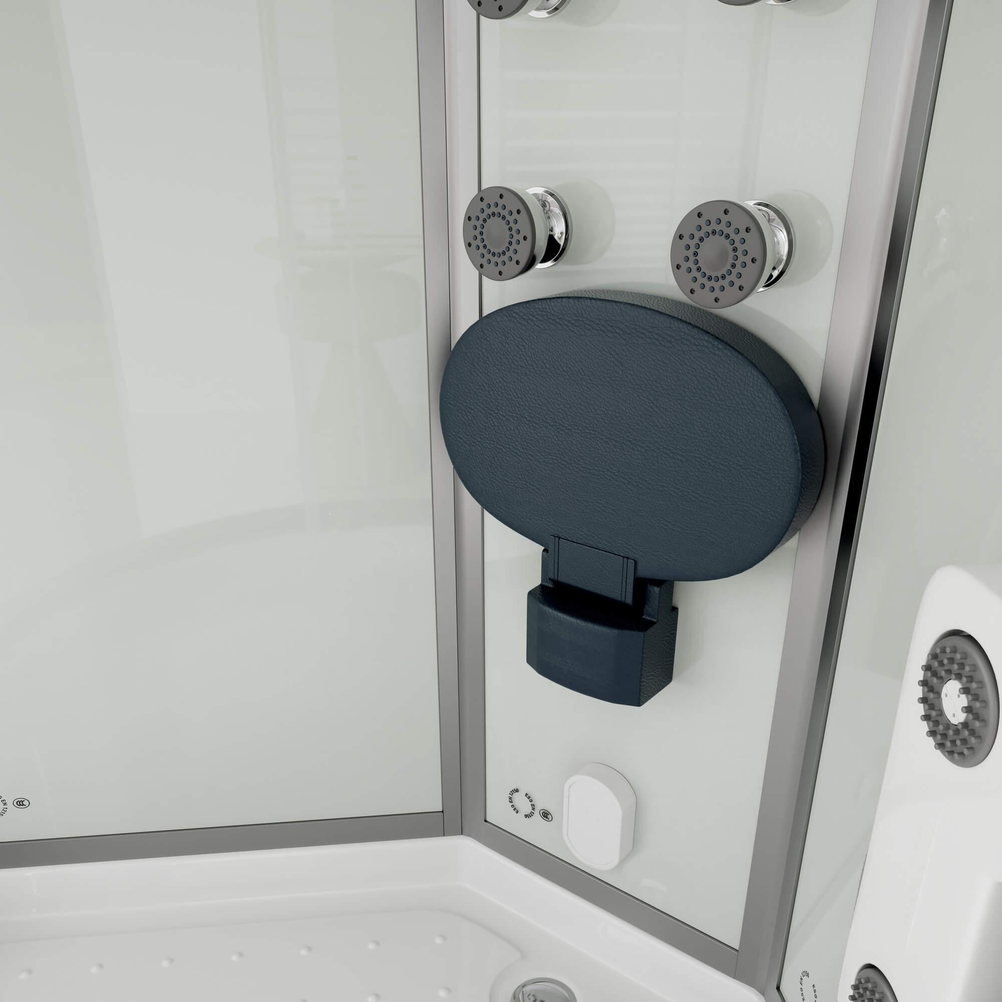 Dampfdusche mit Wasserfall und Dampfsauna WHITE PEARL - 90 x 90 cm