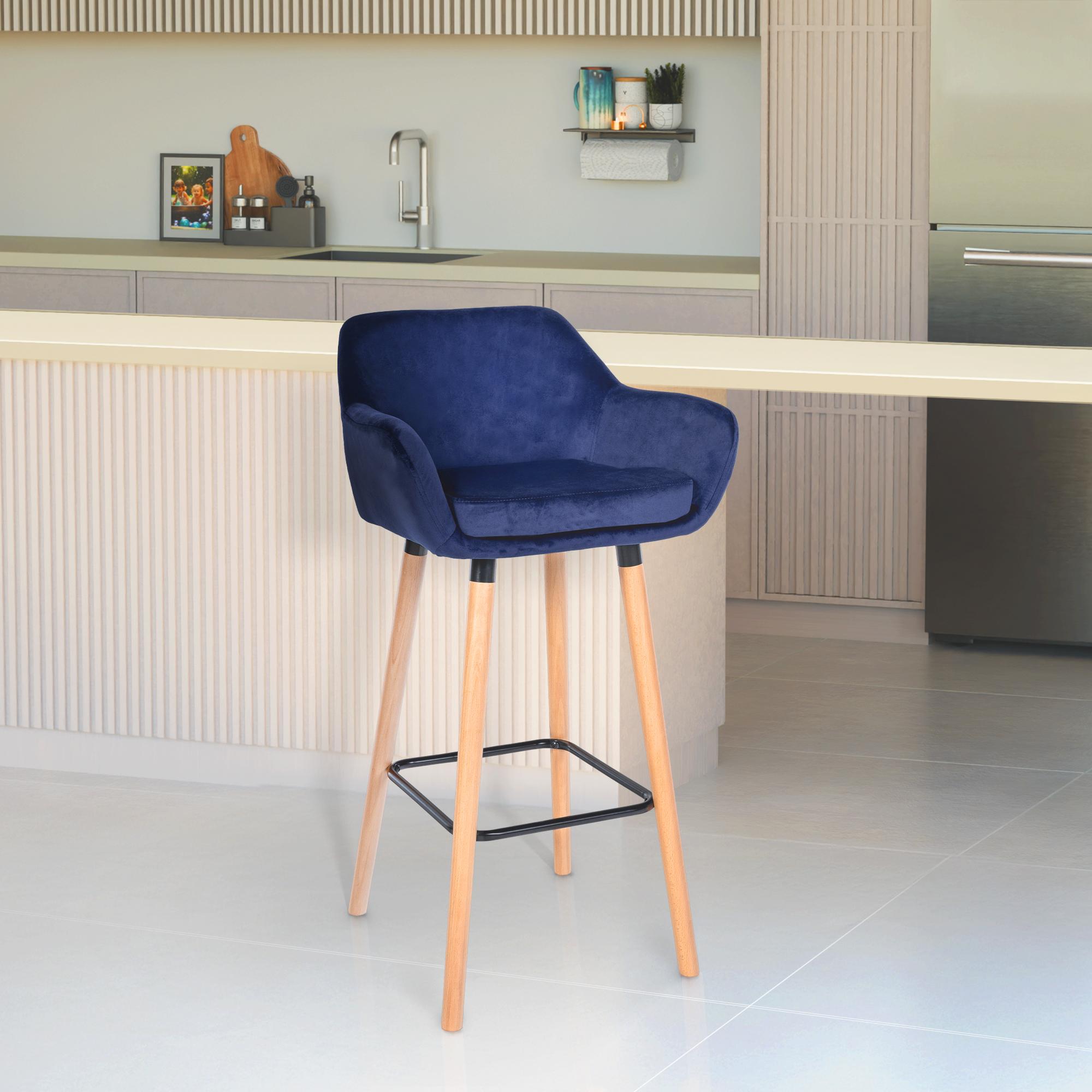 2er Set Barhocker Grant Samt, dunkelblau