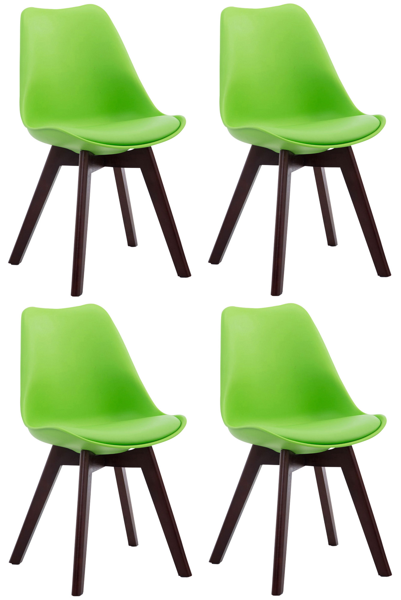 4er Set Besucherstühle Borneo V2 Walnuss Kunstleder, grün