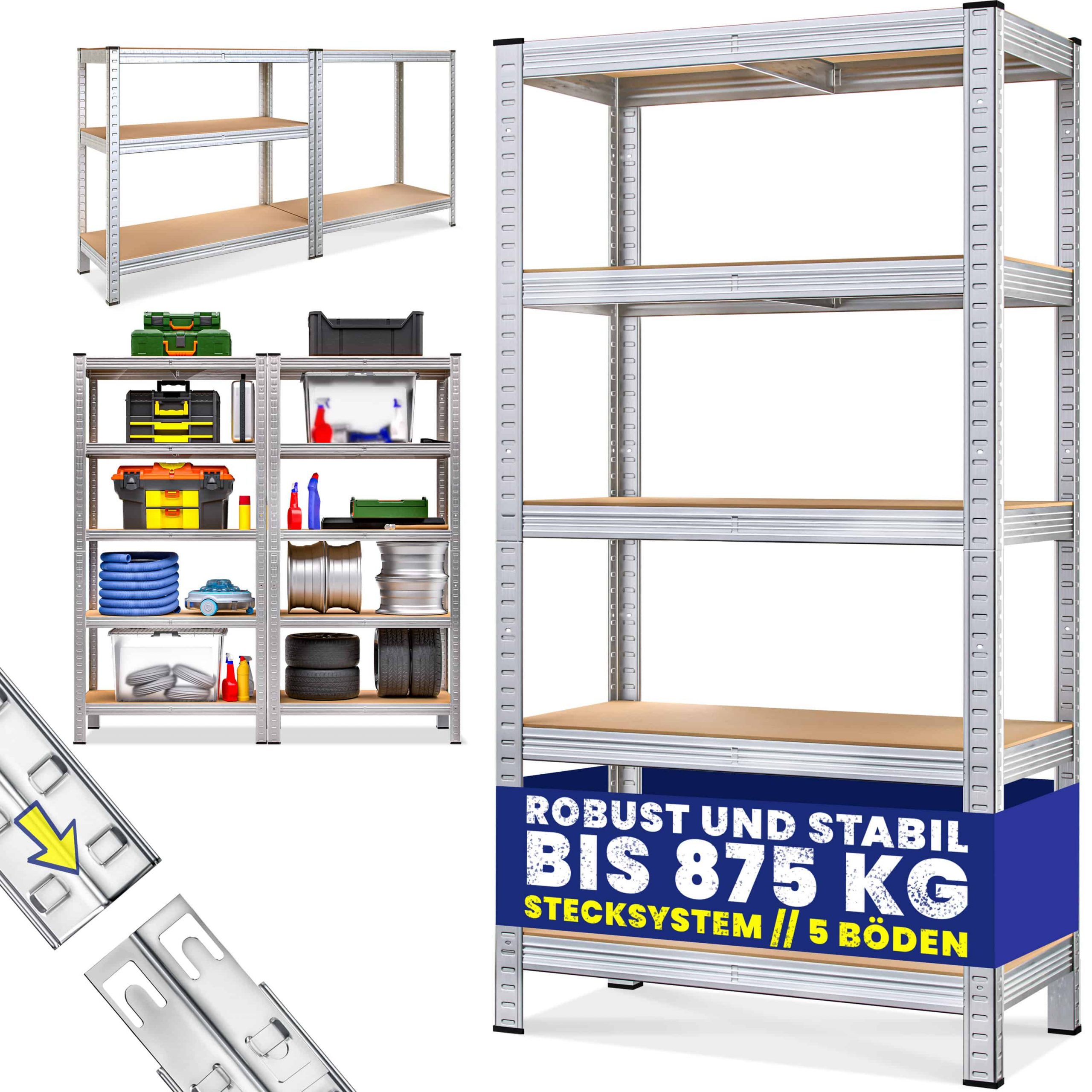 Schwerlastregal 180x90x40cm verzinkt Tragkraft 875kg