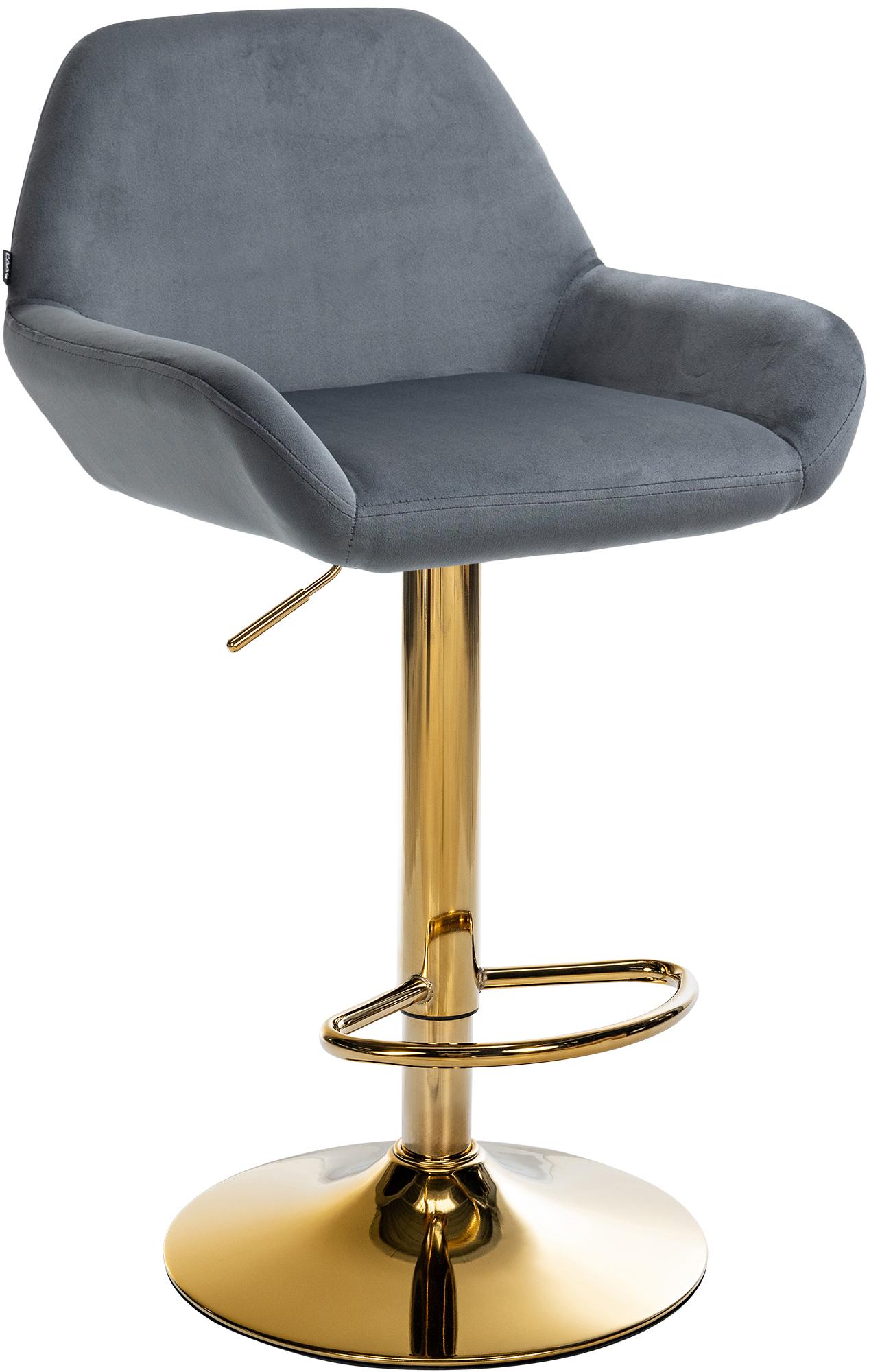 Barhocker Braga Gold Samt, dunkelgrau