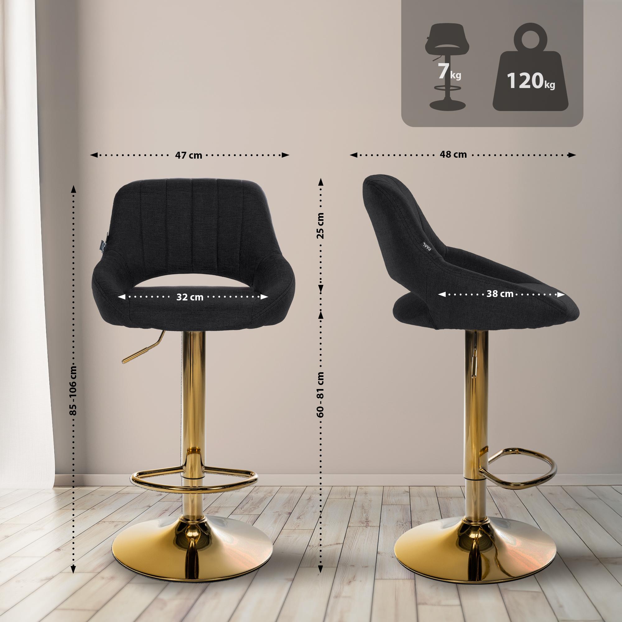 Barhocker Milet Stoff gold, schwarz