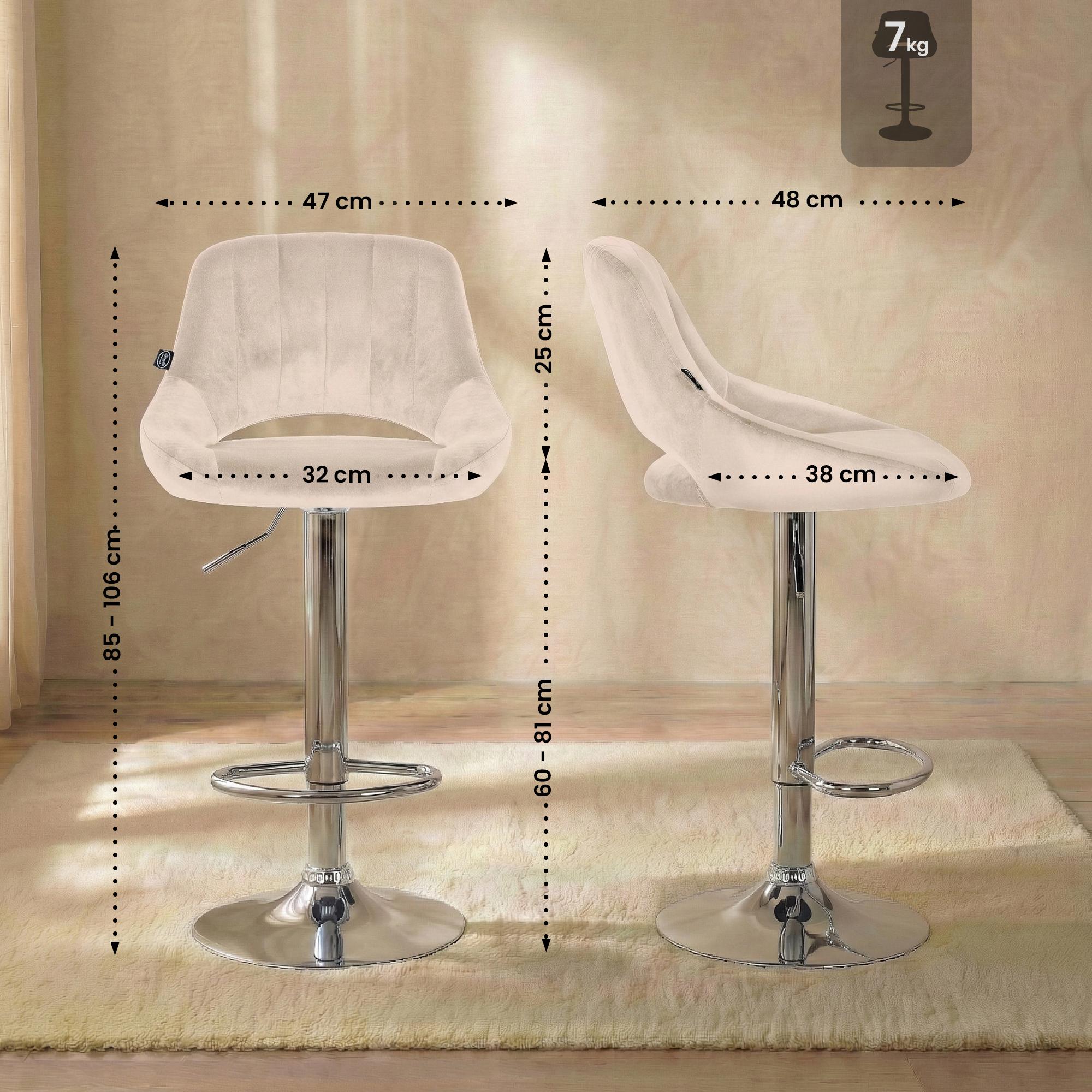 2er Set Barhocker Milet Samt C, creme