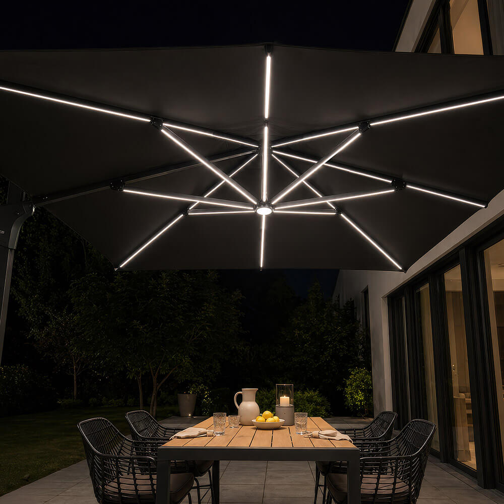 LED Sonnenschirm DIARO inkl. Schirmständer - 400 x 361 cm