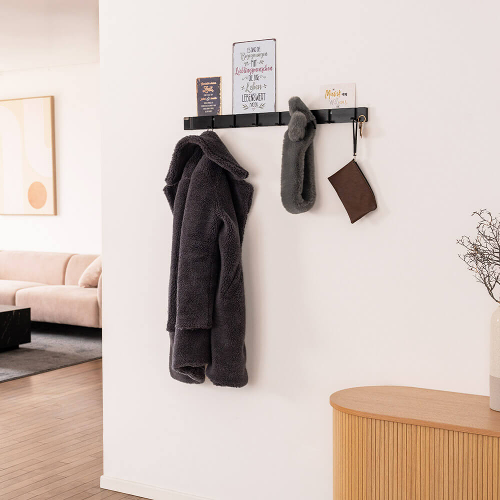 Garderobenleiste HOOK inkl. Haken und Magnete - Schwarz