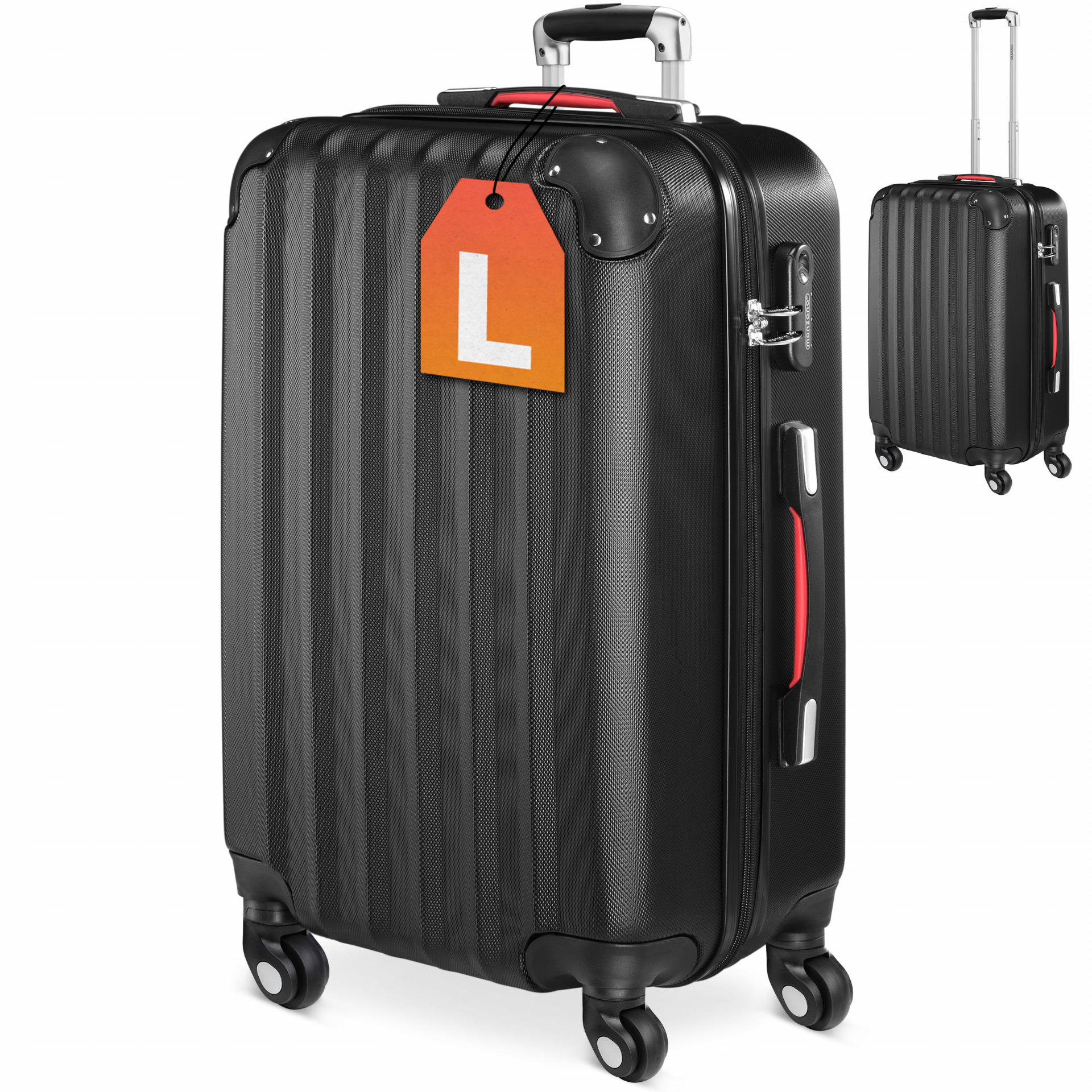 Hartschalenkoffer L Rollen 360º Reisekoffer 62L Schwarz ABS