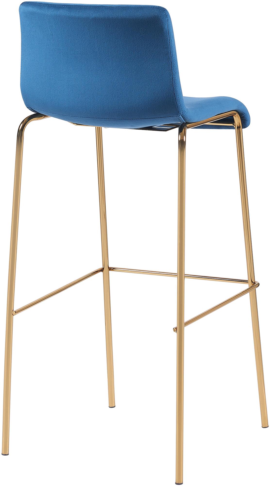Barhocker Hoover Samt 4-Fuß Gold, blau