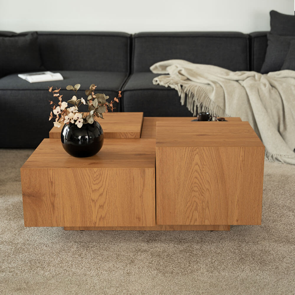 Couchtisch mit Schwebeeffekt NAYELI – 96 x 96 cm Hellbraun