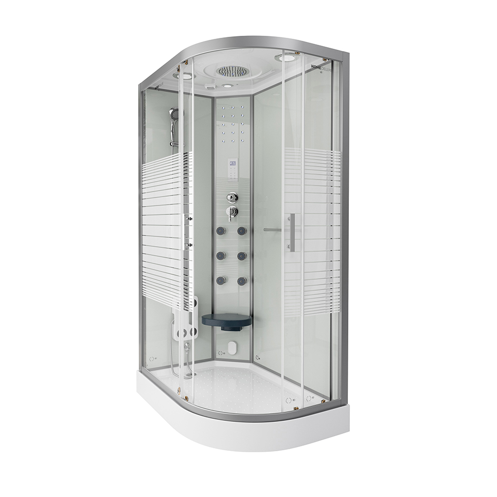 Dampfdusche mit Wasserfall und Dampfsauna WHITE PEARL - 120 x 80 cm Rechts