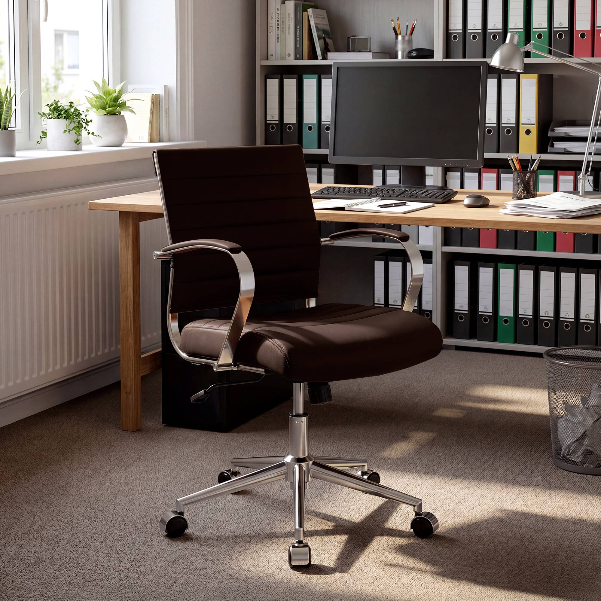 Bürostuhl Oakland Echtleder, braun