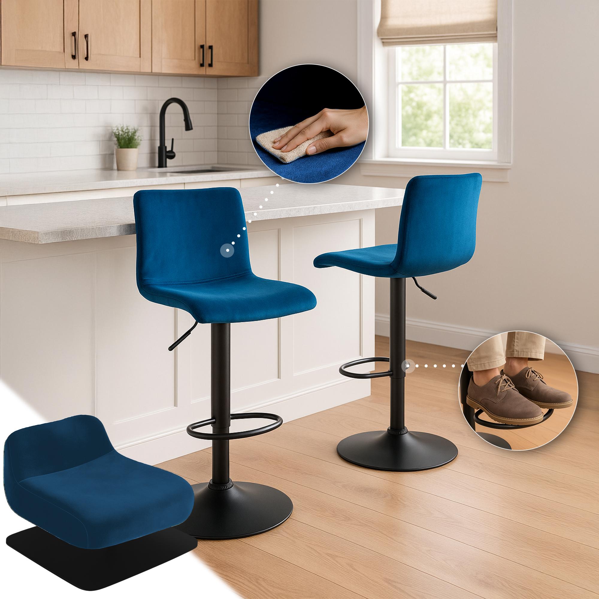 Barhocker Hoover Samt B, blau
