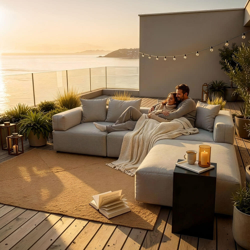 Modulares Outdoor Sofa ALAZIA Hellgrau - XL