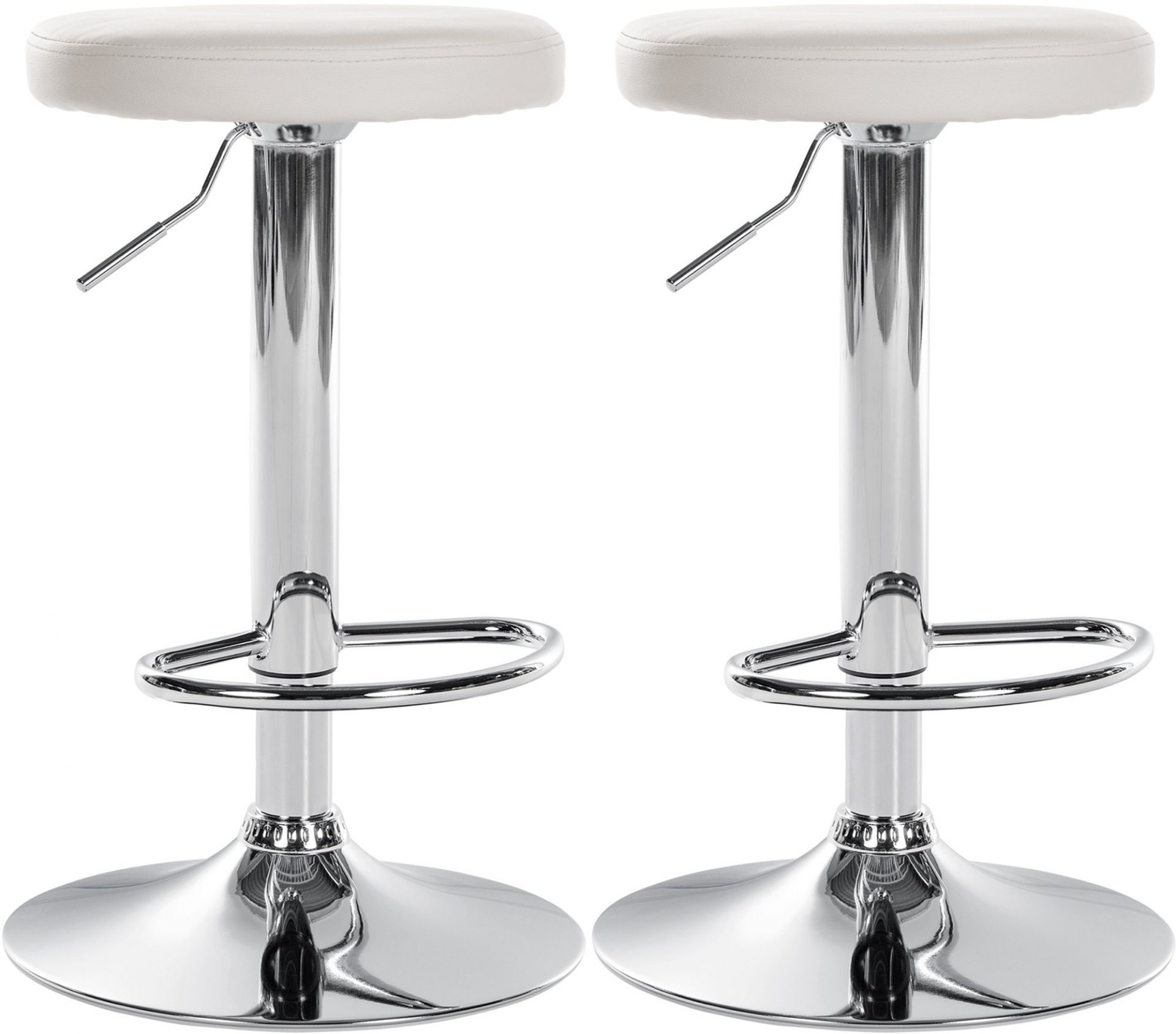 2er Set Barhocker Ponte Kunstleder chrom, weiß