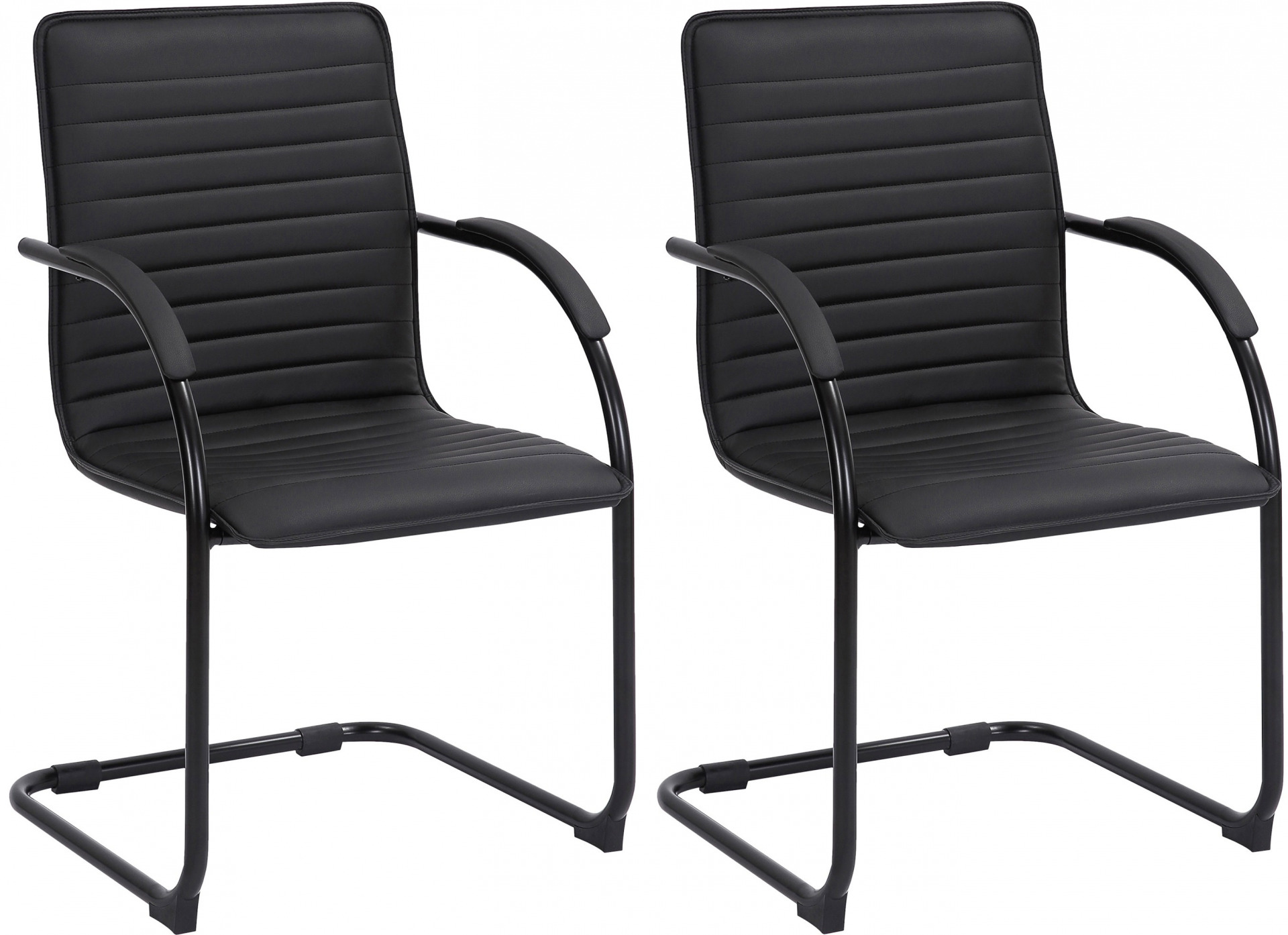 2er Set Besucherstühle Tira Kunstleder, schwarz/schwarz