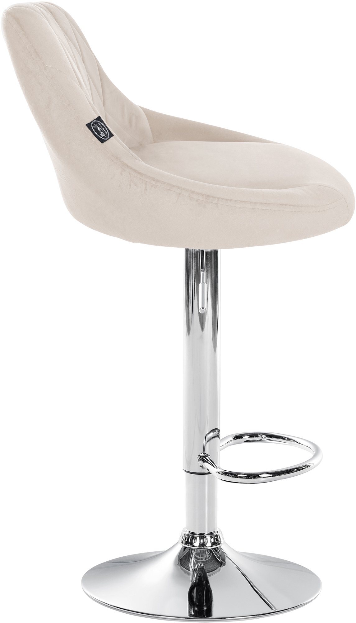 2er Set Barhocker Lazio Samt chrom, creme