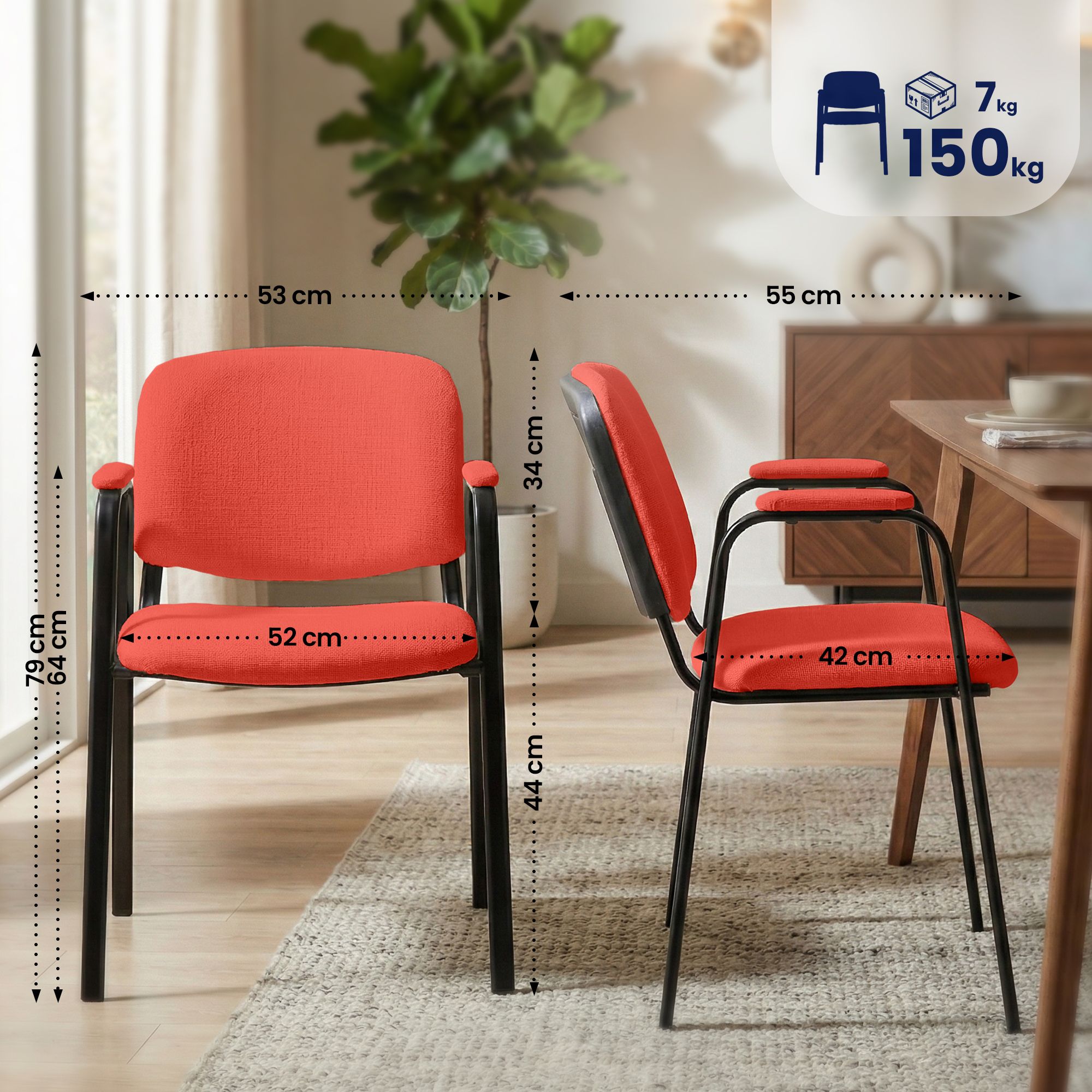 Besucherstuhl Ken PRO Stoff, rot