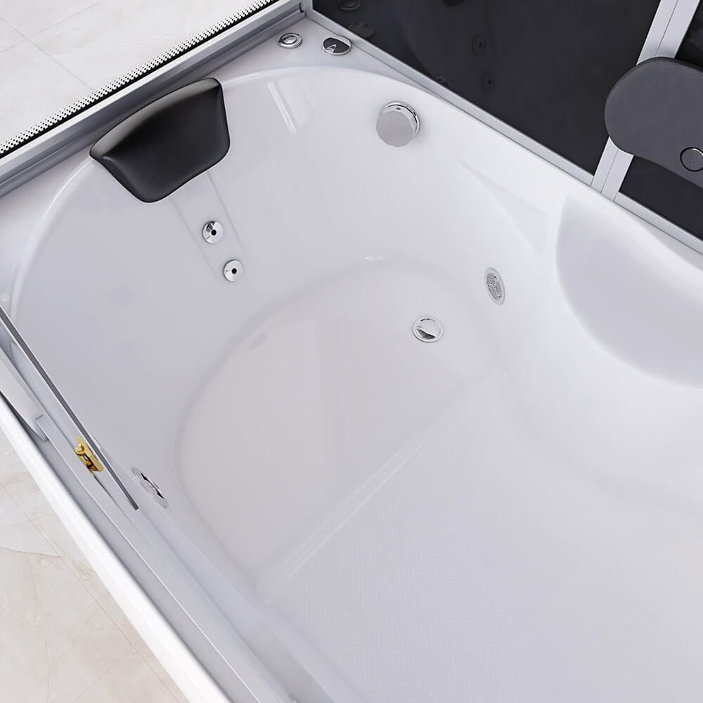 Dampfdusche mit Whirlpoolfunktion und LED-Beleuchtung DIAMOND - 170 x 90 cm Schwarz