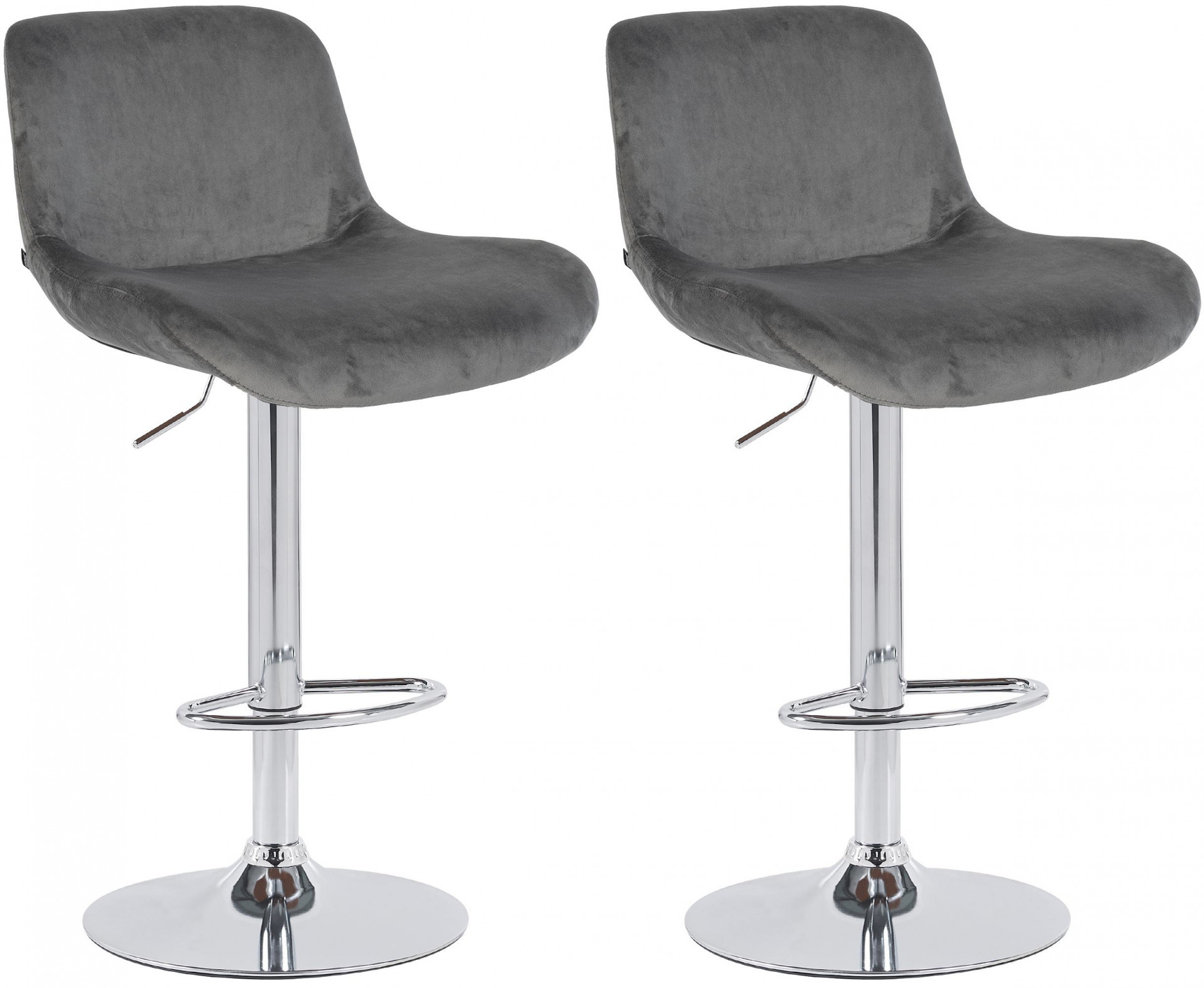 2er Set Barhocker Solon Chrom Samt, dunkelgrau