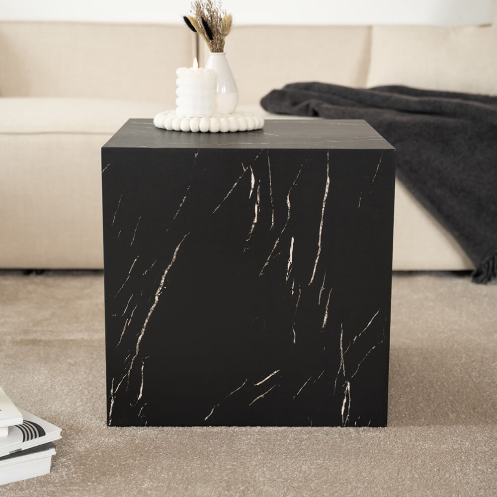 Couchtisch Marmor AMIRI M - 50 x 50 cm Schwarz