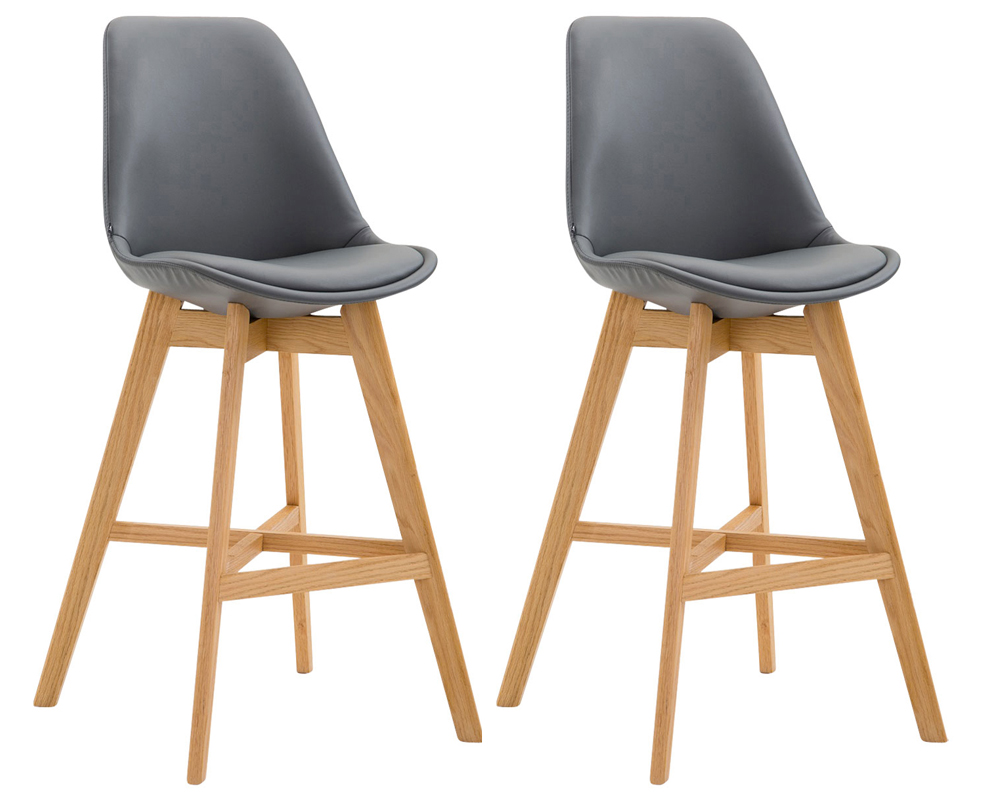 2er Set Barhocker Cannes Kunstleder natura, grau