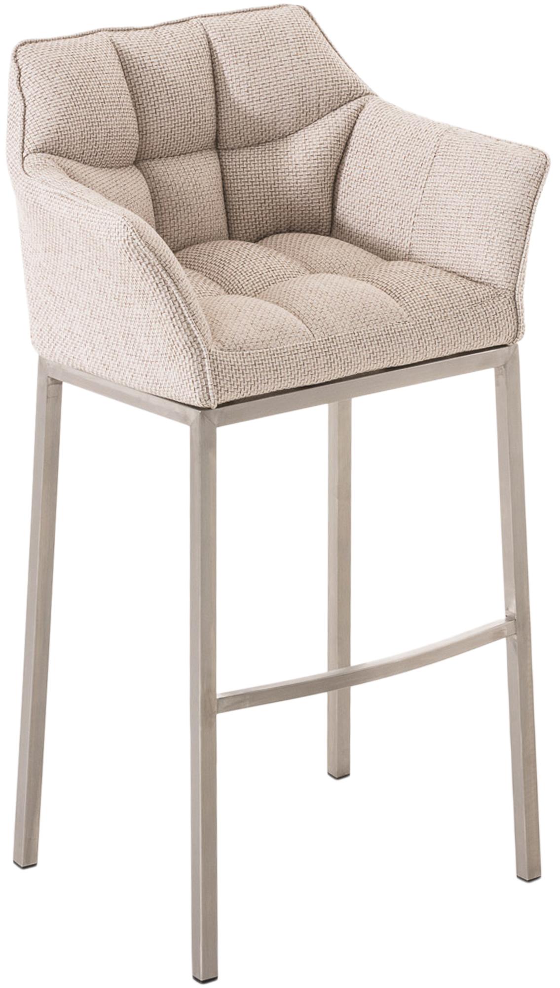 Barhocker Damaso E Stoff mit 4-Fuß Gestell, elfenbein