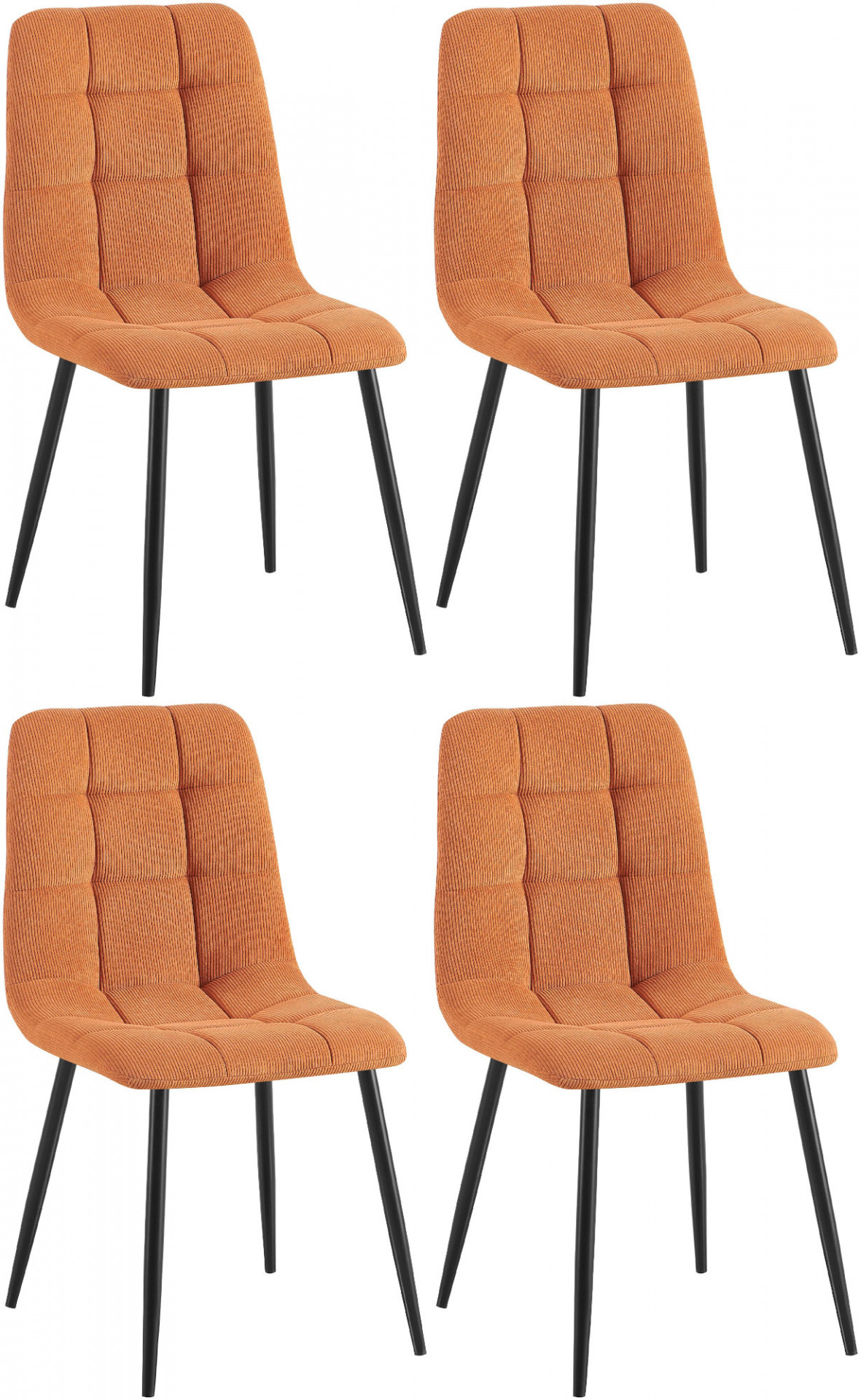 4er Set Esszimmerstuhl Tilde Cord, orange