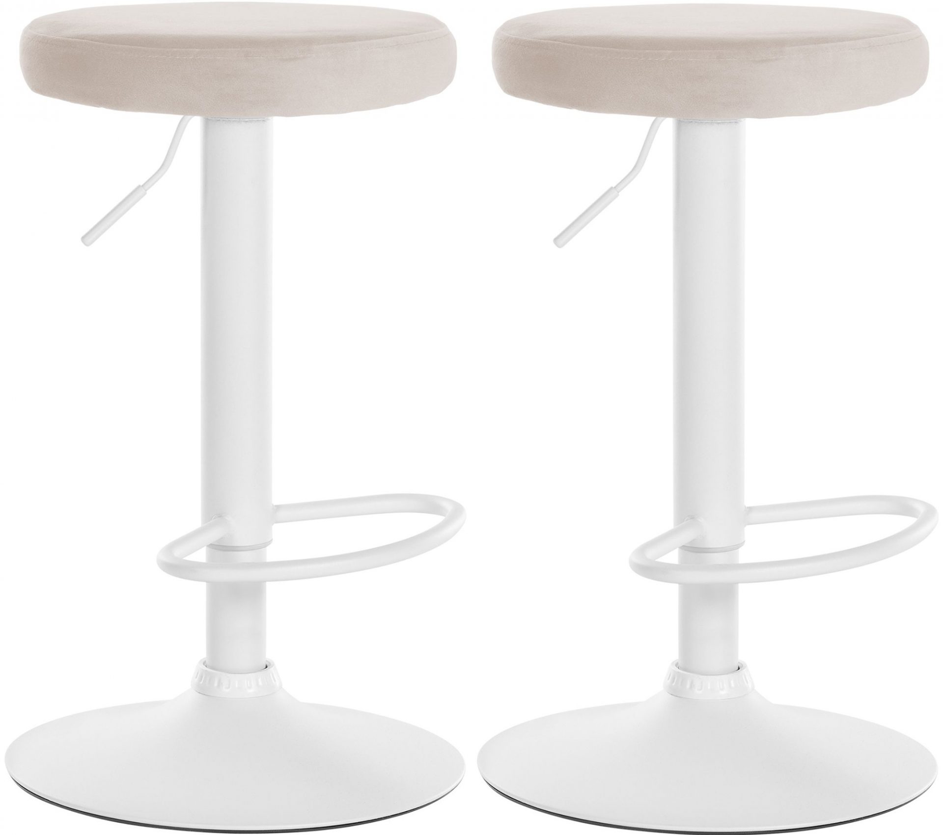 2er Set Barhocker Ponte Samt weiß, creme