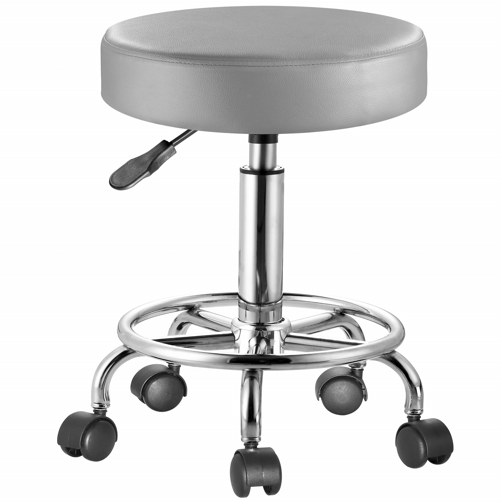 Rollhocker Kunstleder Grau 360° drehbar Fußablage