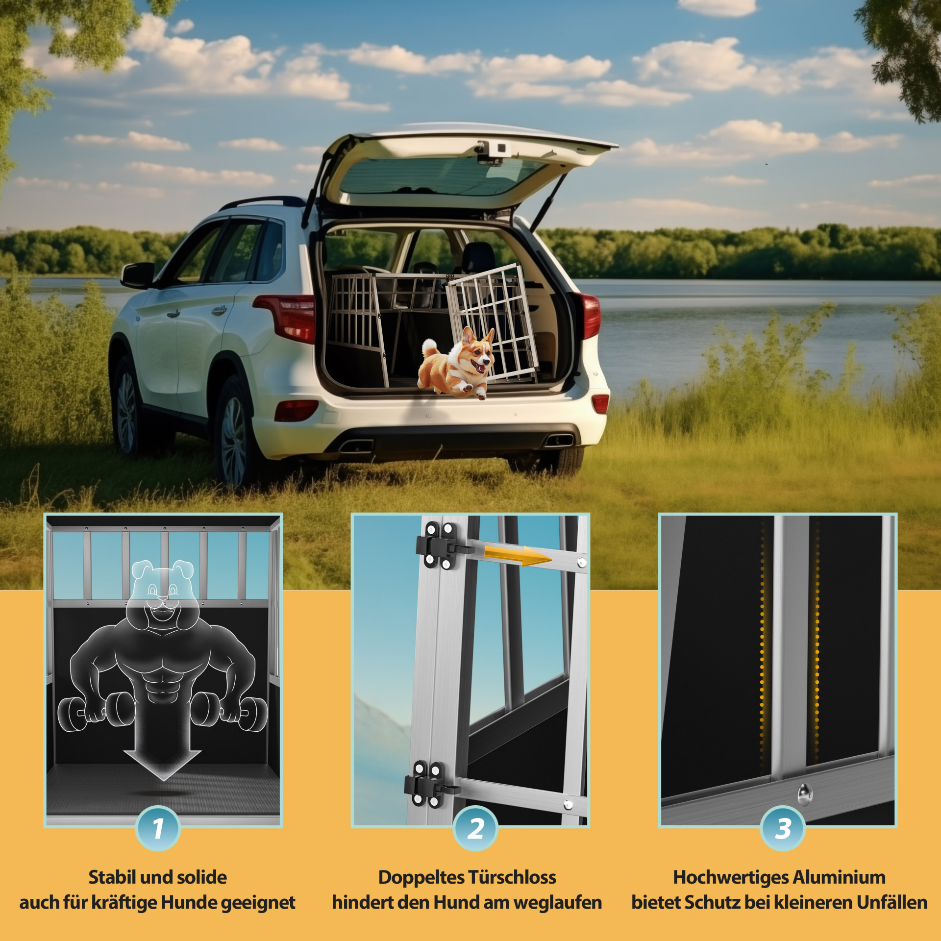 Hundetransportbox XXL 97x90x70cm Alu
