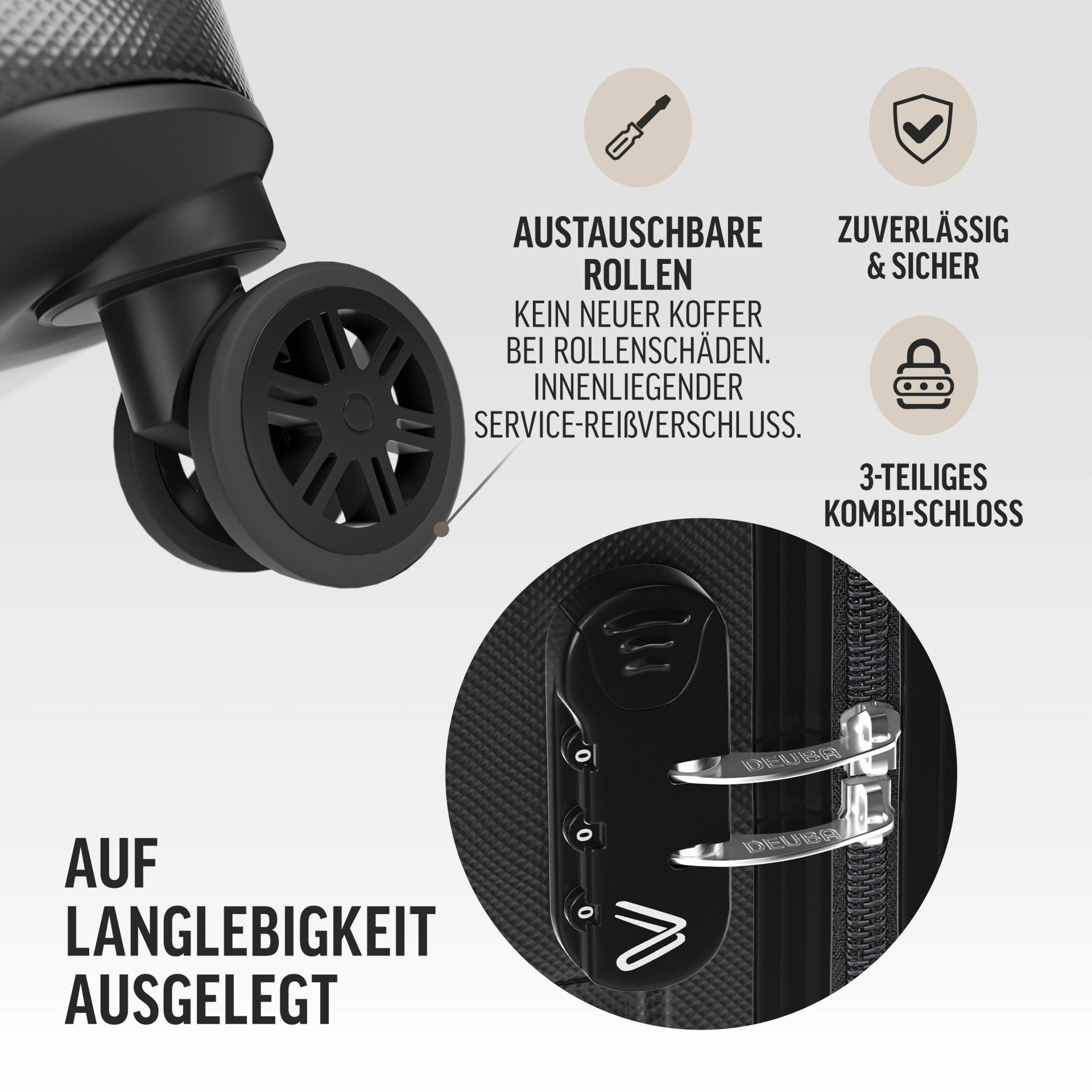 Hartschalenkoffer New York Set 3-tlg Schwarz Rollen 360º ABS
