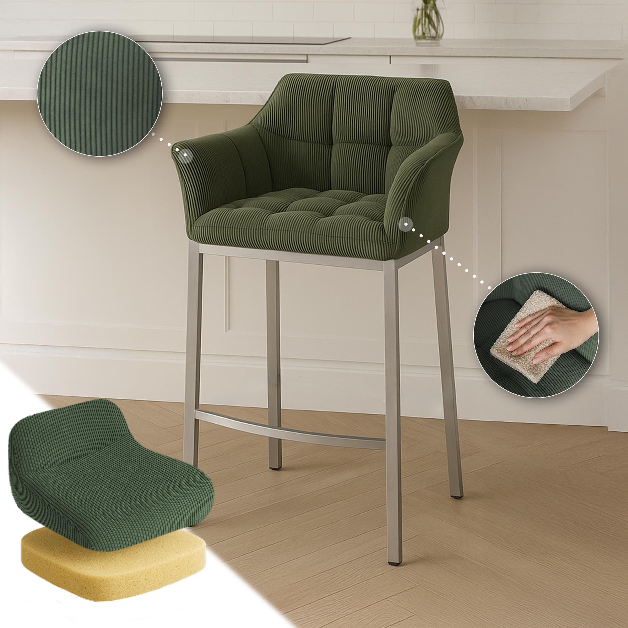 Barhocker Damaso E Cord mit 4-Fuß Gestell, grün