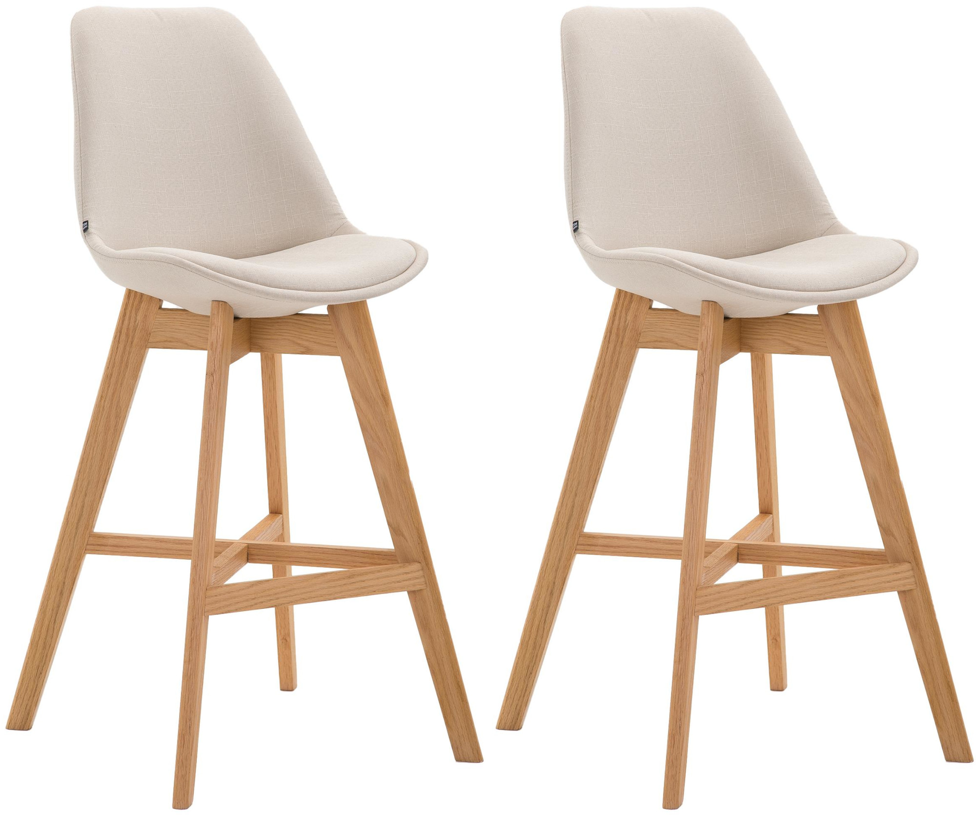 2er Set Barhocker Cannes Stoff natura, creme