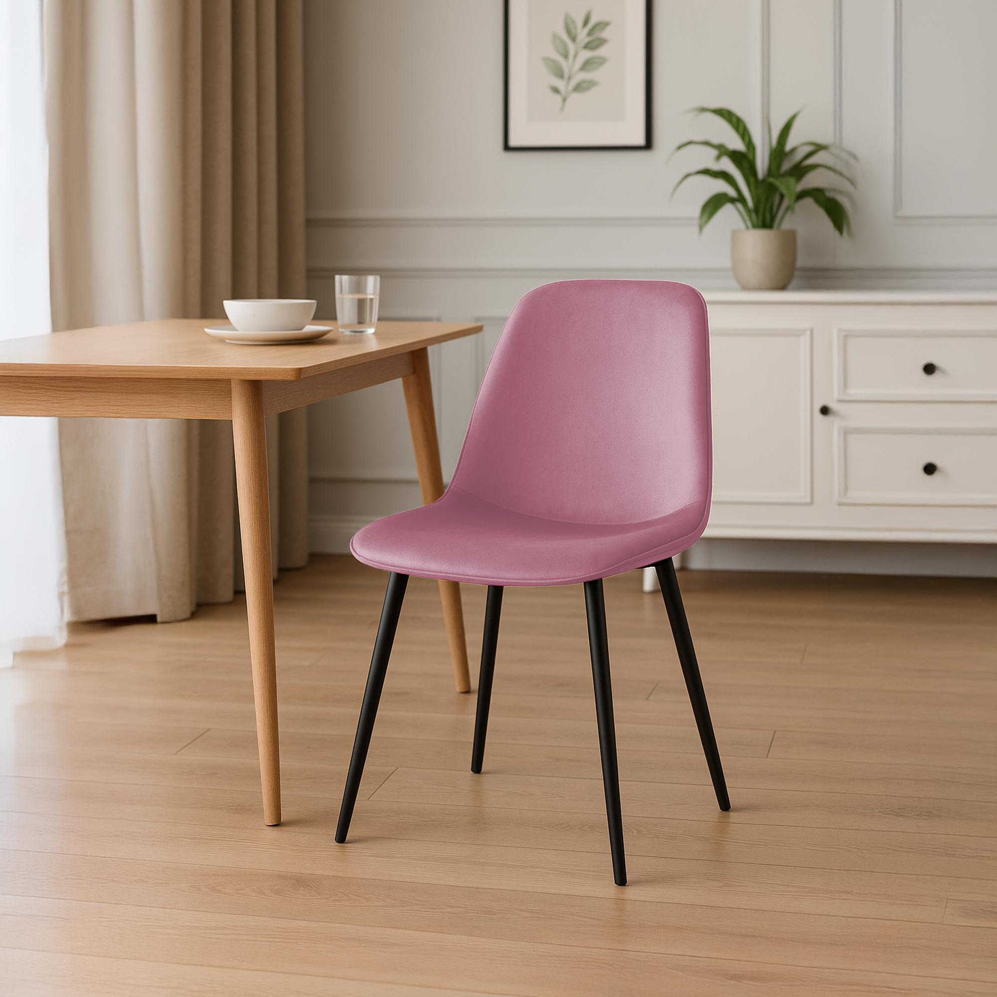 4er Set Esszimmerstuhl Maryam Samt, rosa