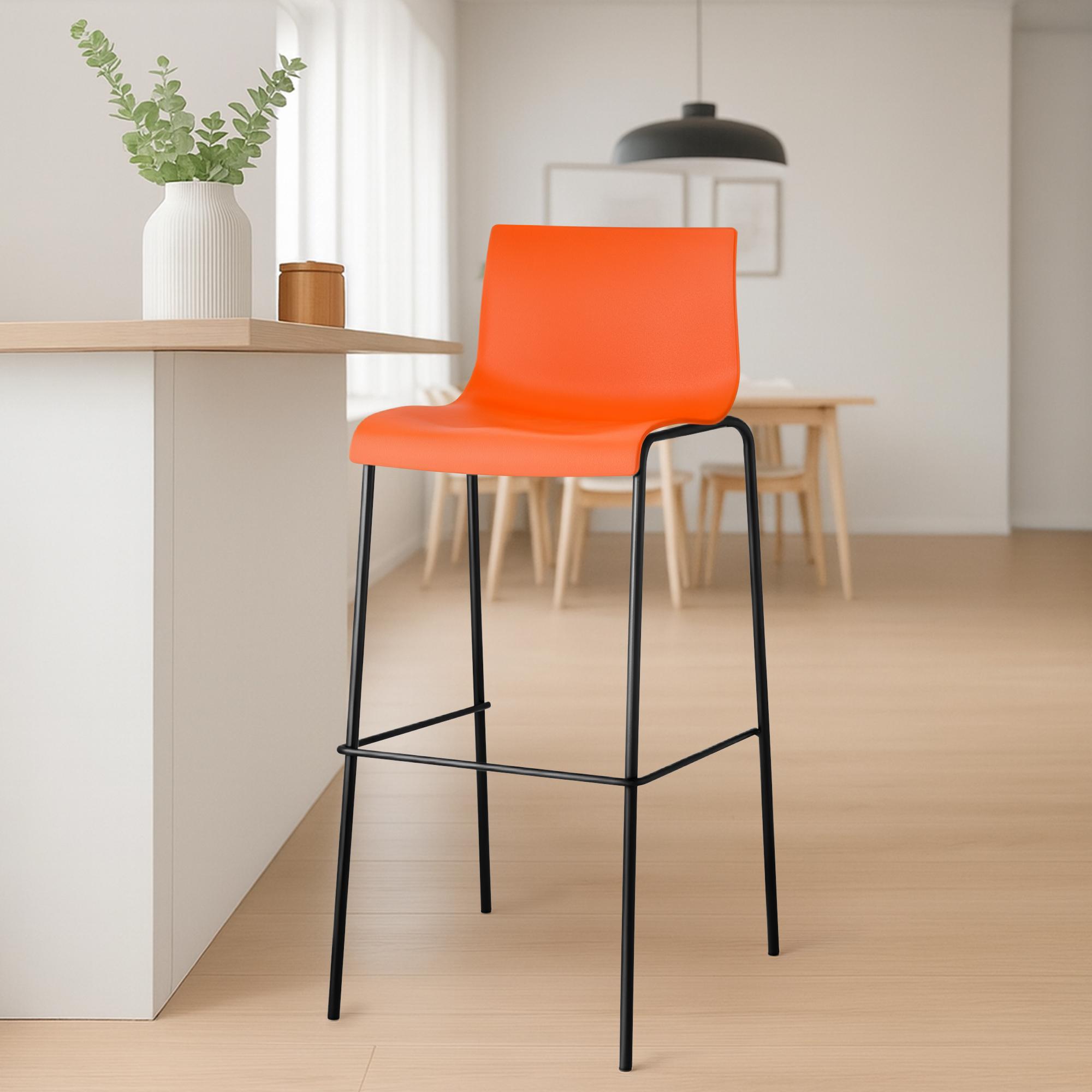 Barhocker Hoover 4-Fuß Gestell schwarz, orange