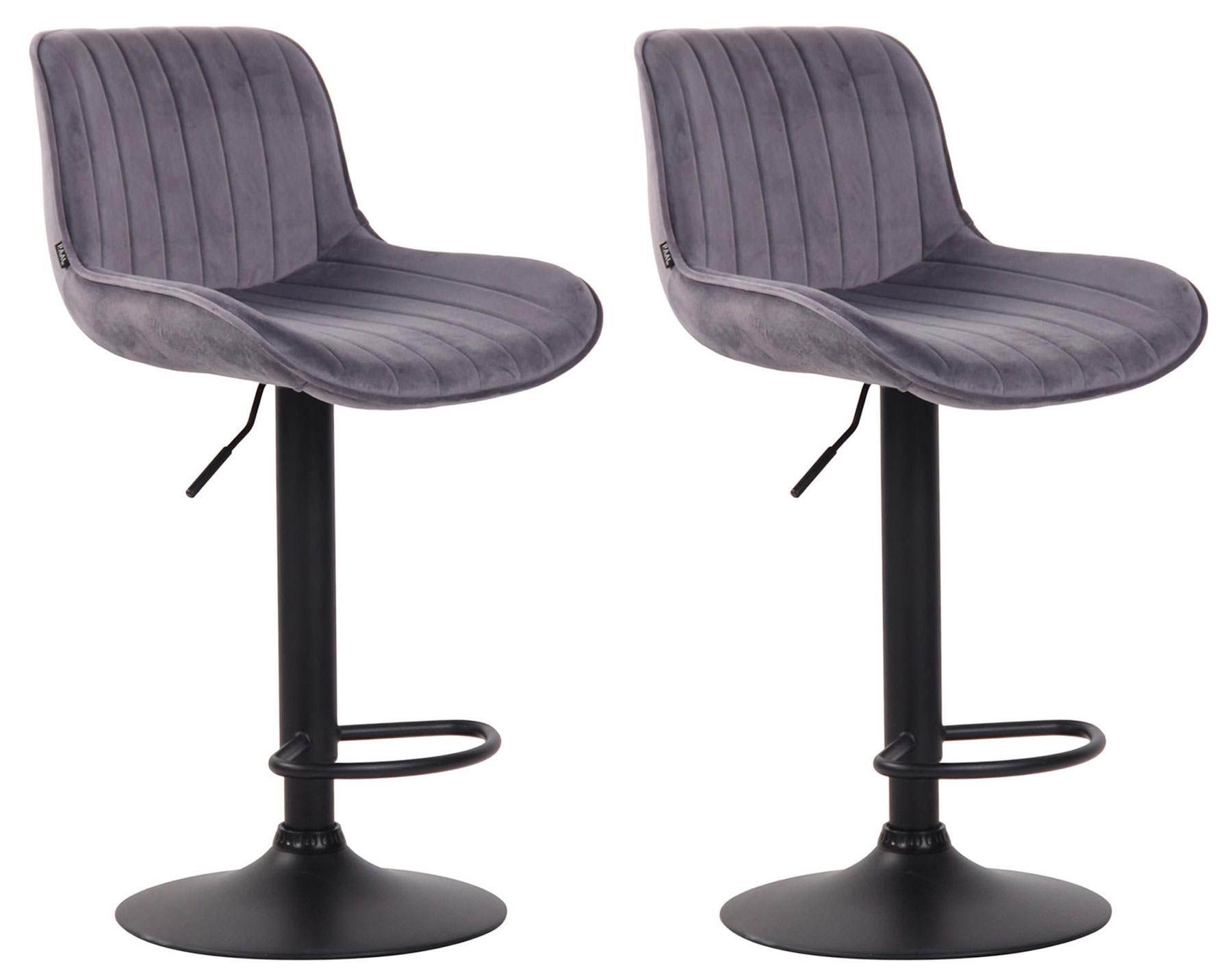 2er Set Barhocker Lentini Samt schwarz, dunkelgrau