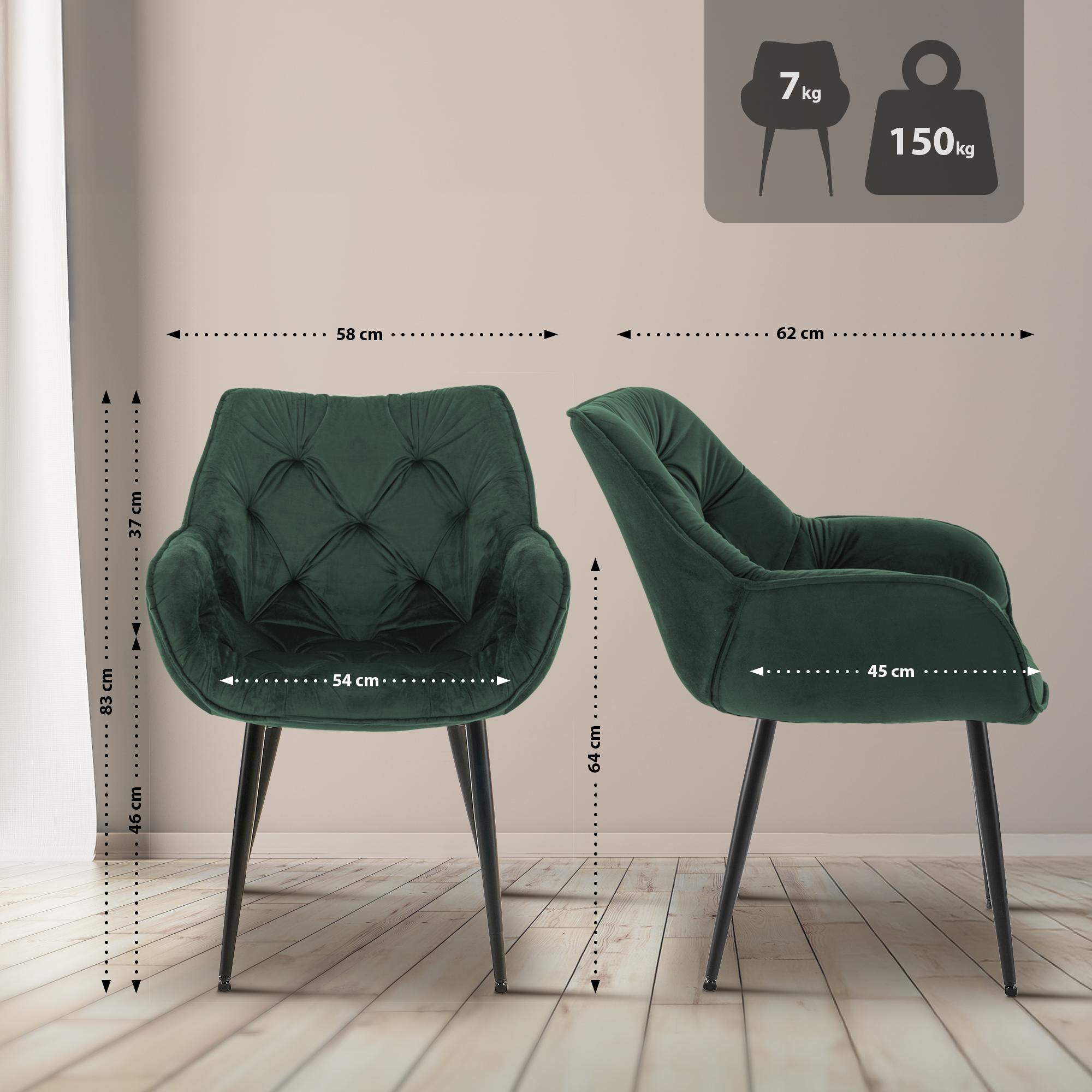 4er Set Stuhl Tanna Samt, grün