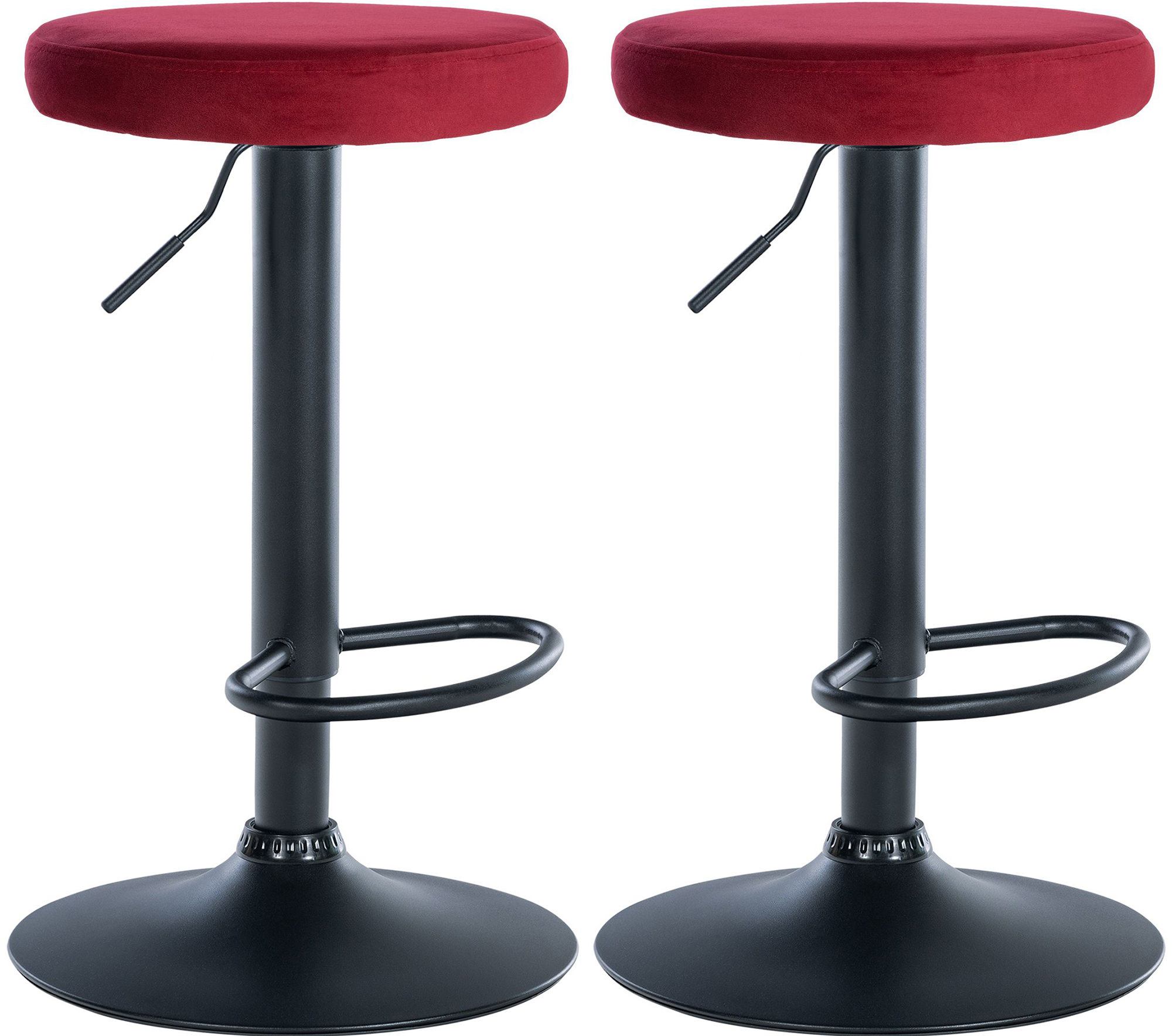 2er Set Barhocker Ponte Samt schwarz, rot