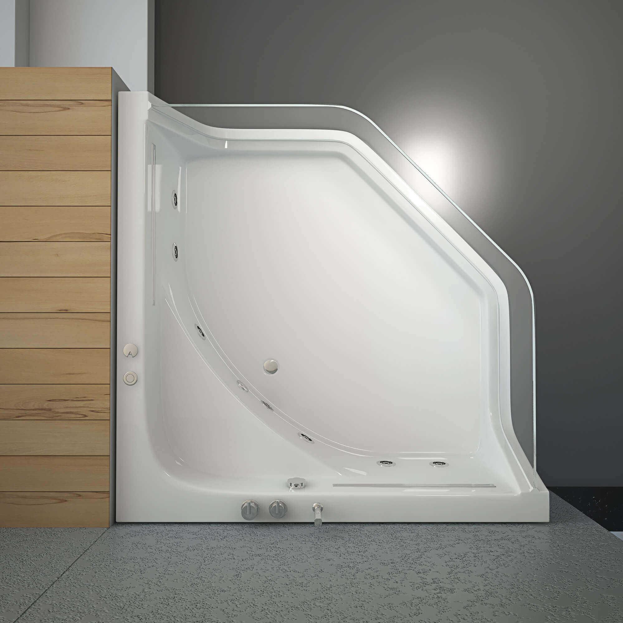 Whirlpool Badewanne mit Lichttherapie PACIFICO - 150 x 150 cm