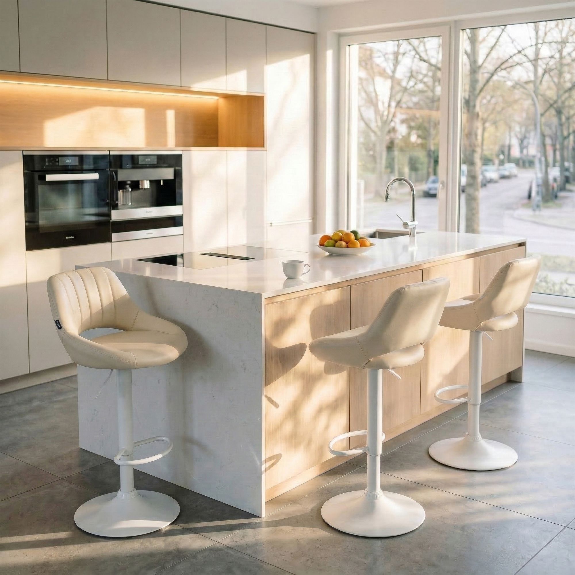 2er Set Barhocker Milet Kunstleder W, creme