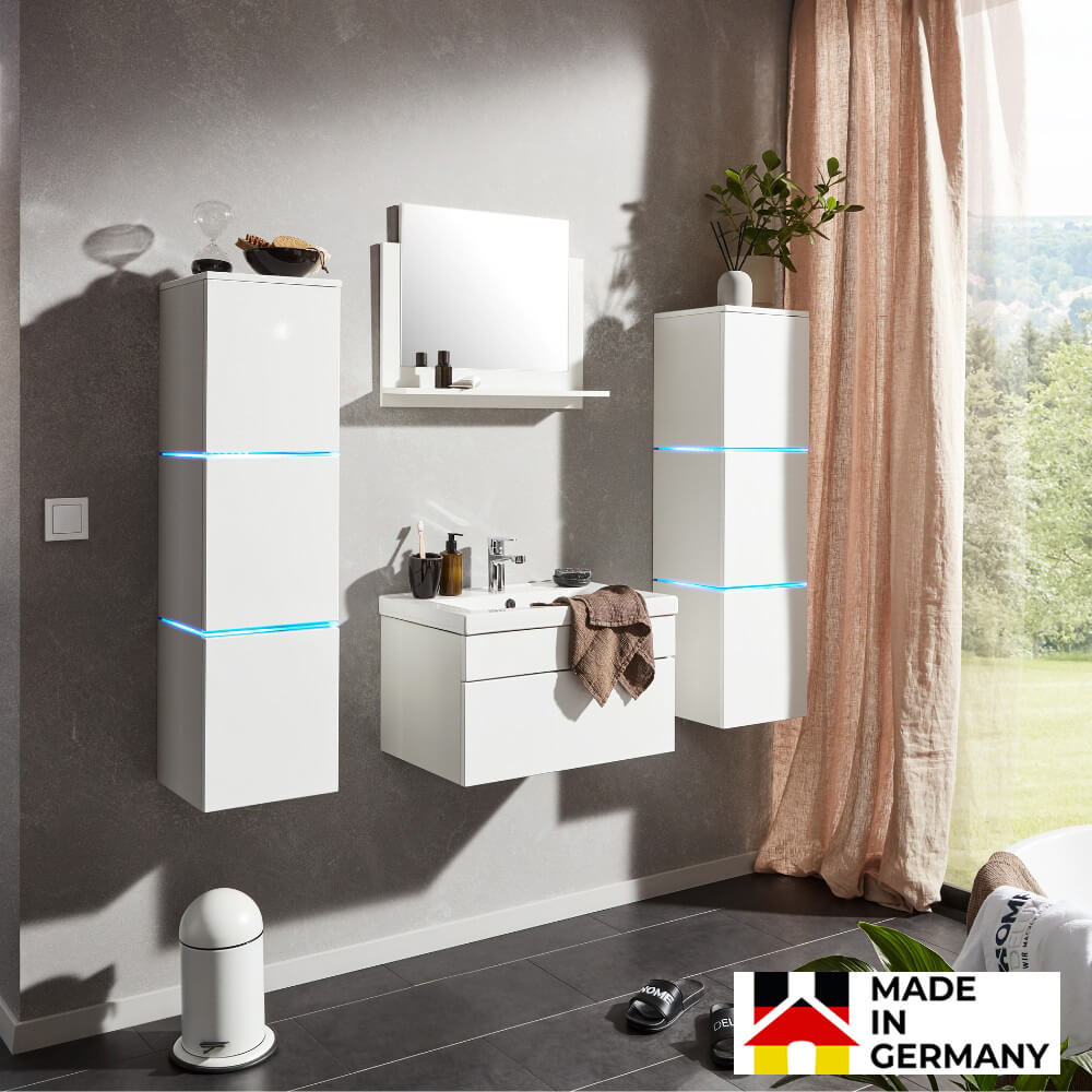 Badmöbel Komplettset WANGEROOGE XL - Weiß Made in Germany