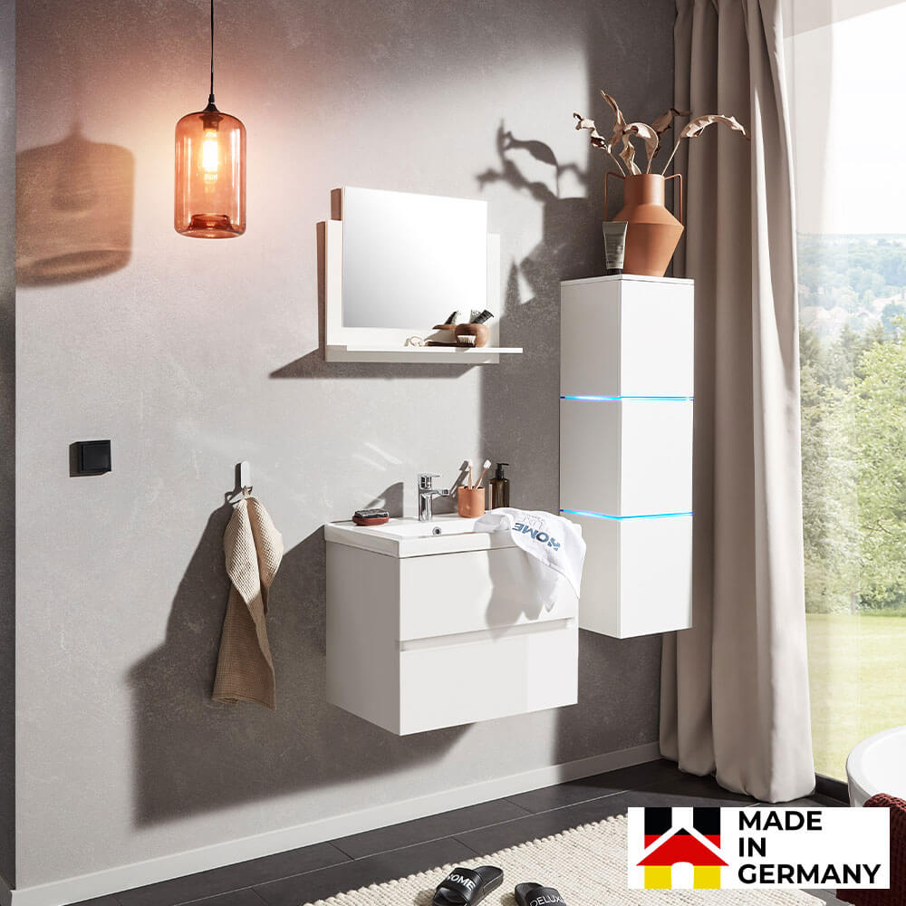 Badmöbel Komplettset WANGEROOGE DELUXE L - Weiß Made in Germany