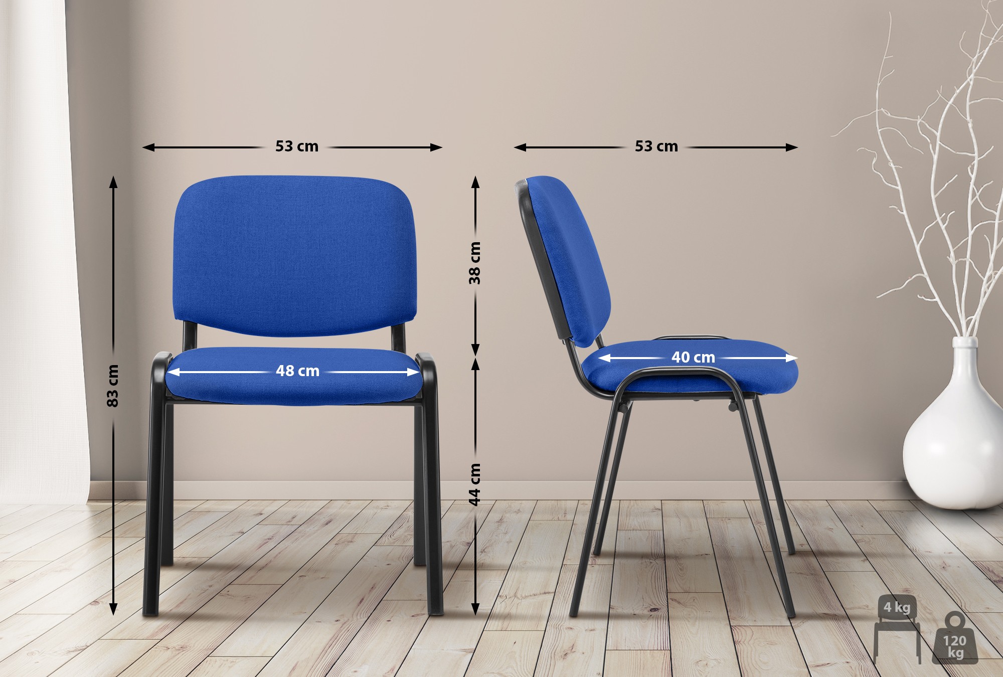 Besucherstuhl Ken Stoff, blau