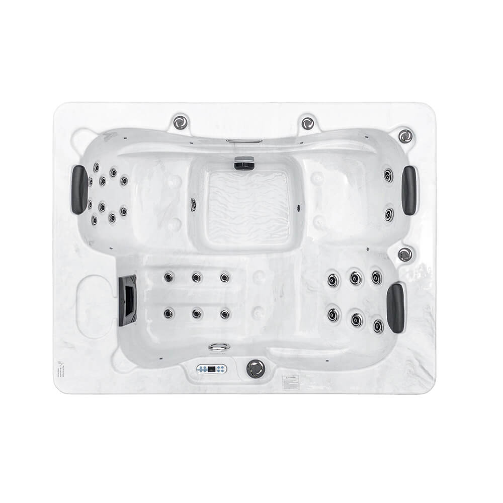 Outdoor Whirlpool mit Treppe und Thermoabdeckung WHITE MARBLE Anthrazit - 210 x 160 cm für 3 Personen