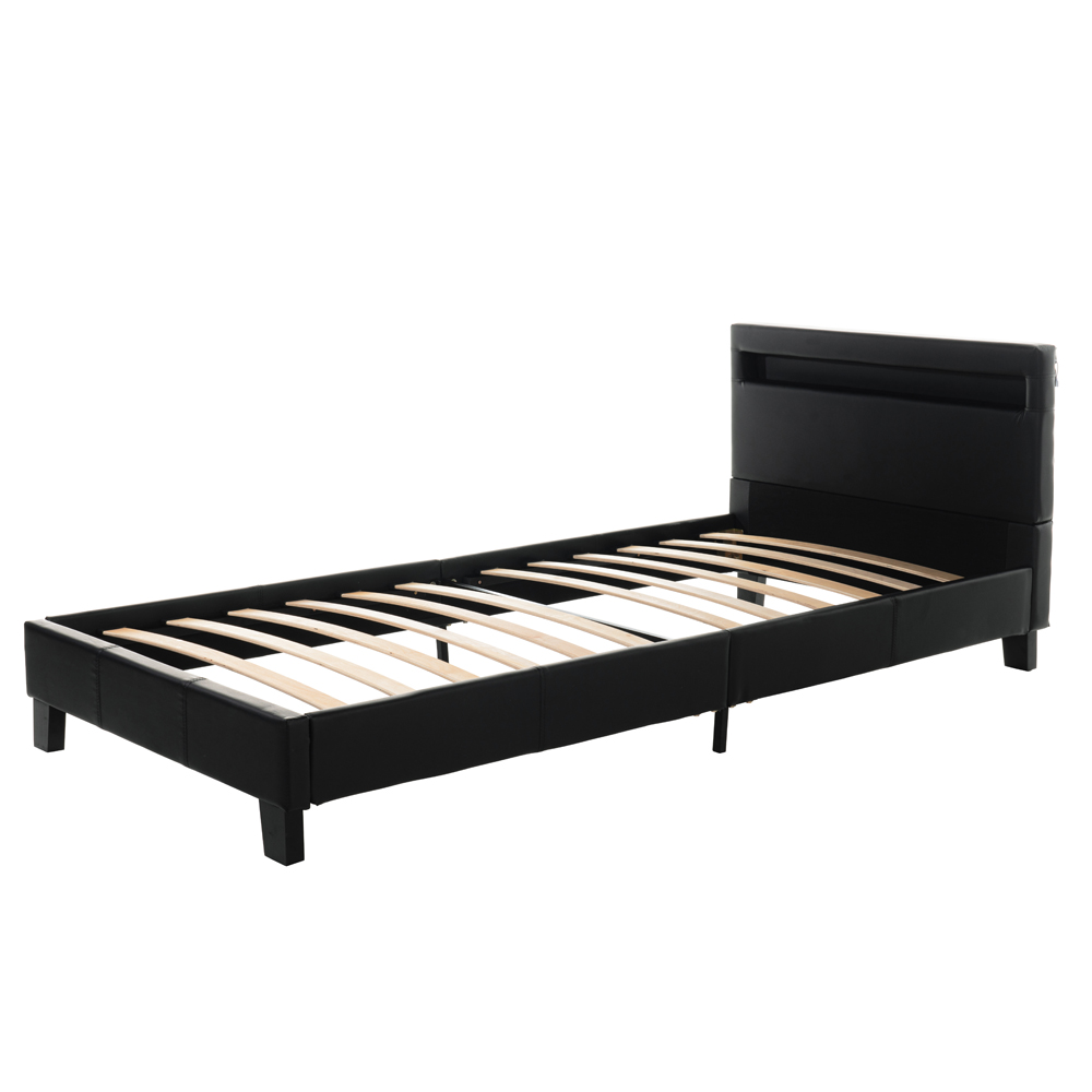 LED Bett ASTRO - 90 x 200 cm Schwarz