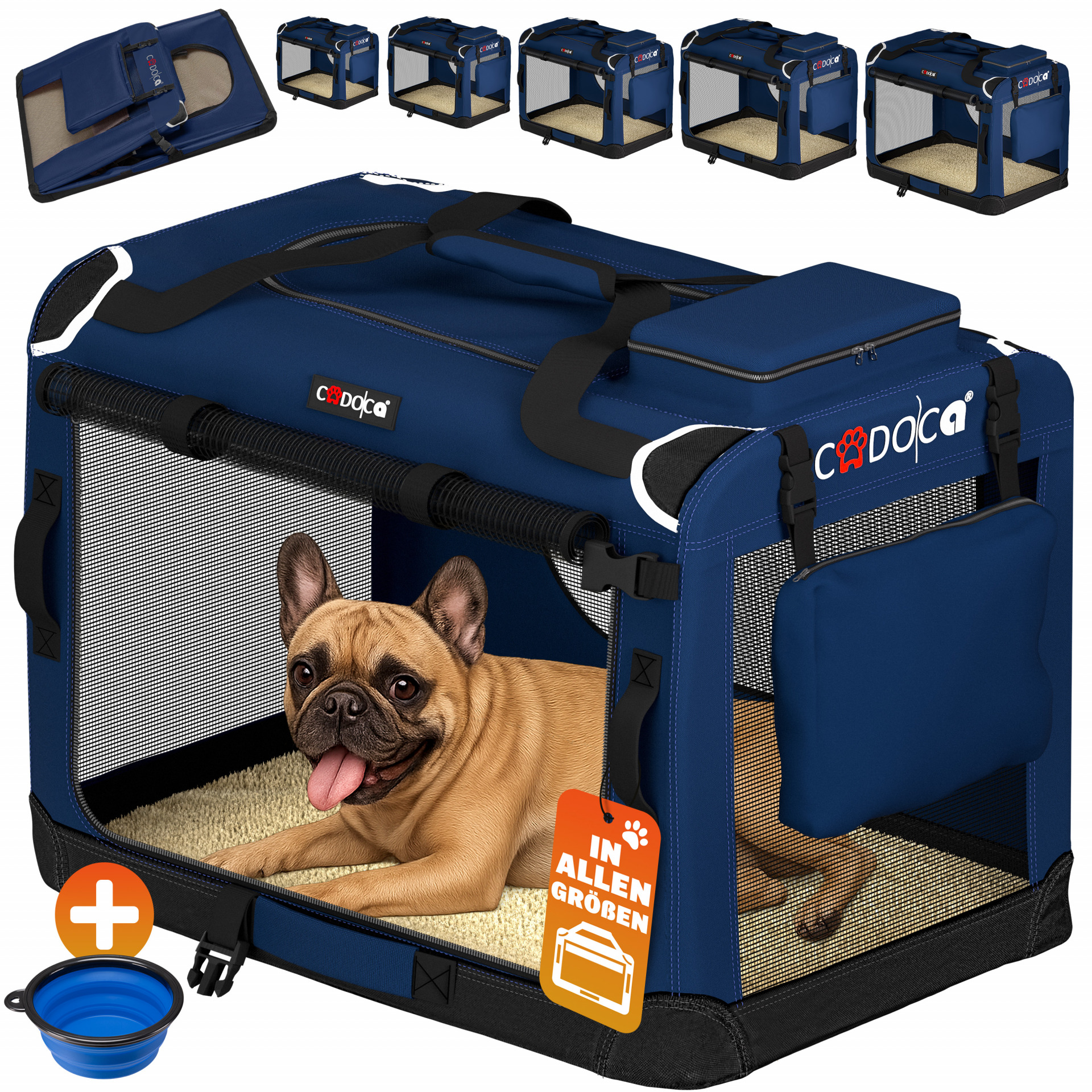 Hundebox faltbar M 60x42x44cm Blau