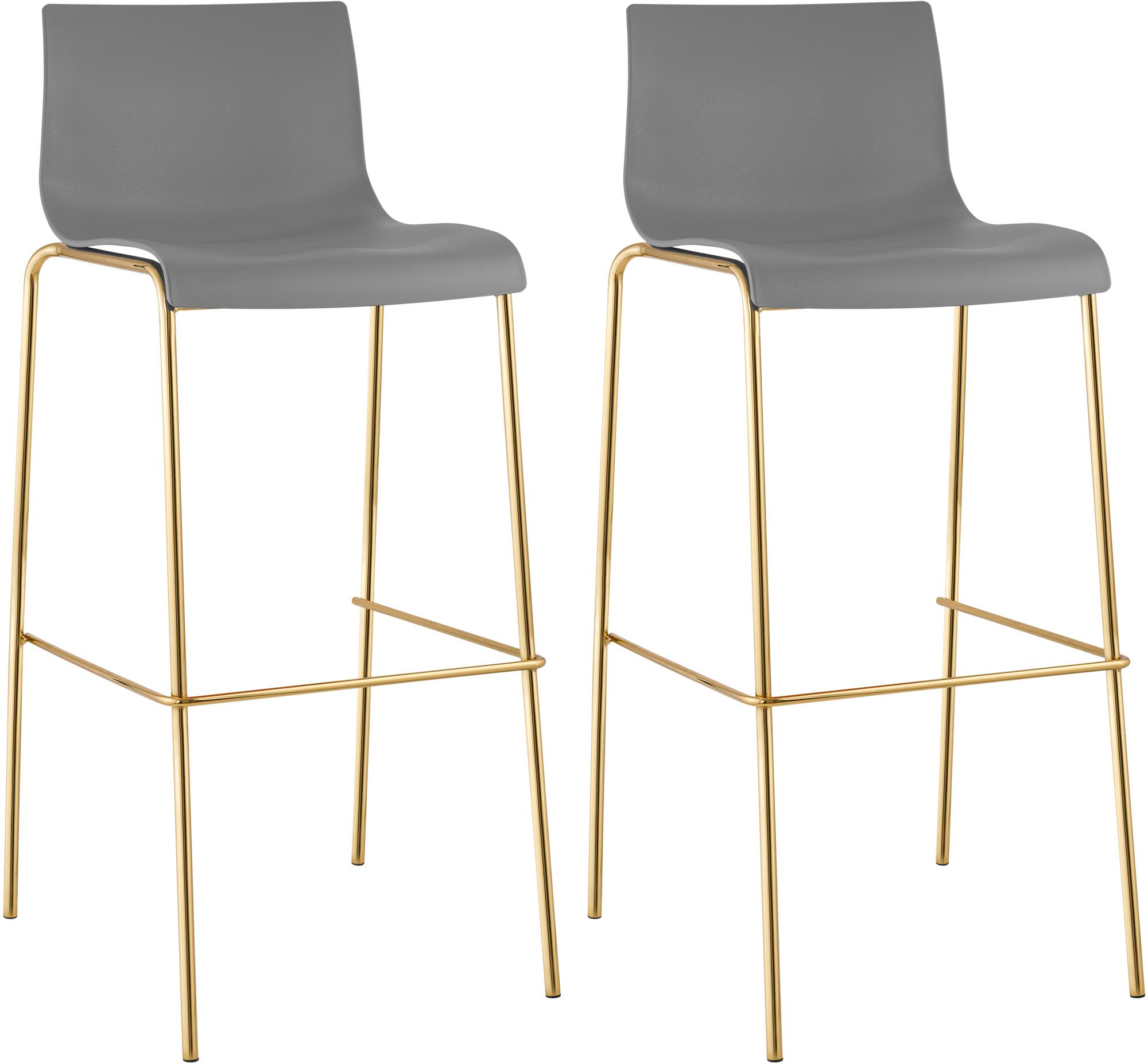2er Set Barhocker Hoover Kunststoff 4-Fuß Gold, grau