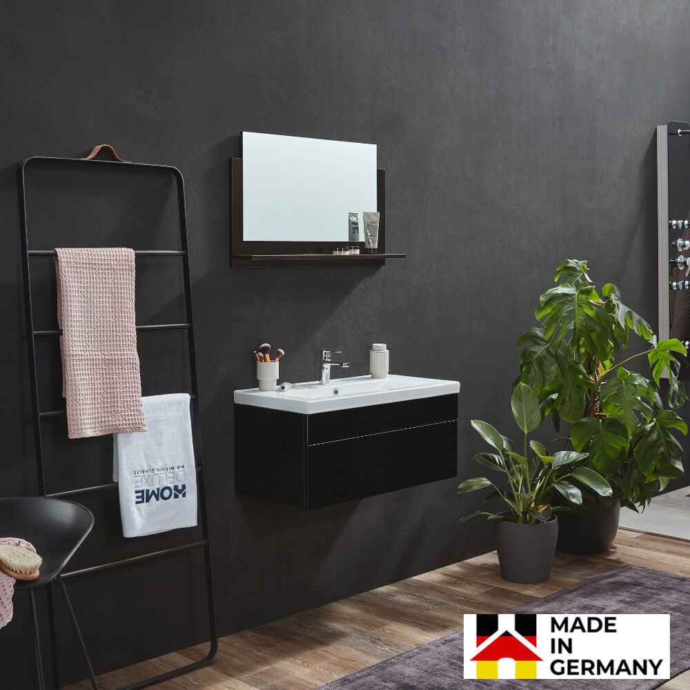Badmöbel Komplettset WANGEROOGE BIG M - Schwarz Made in Germany