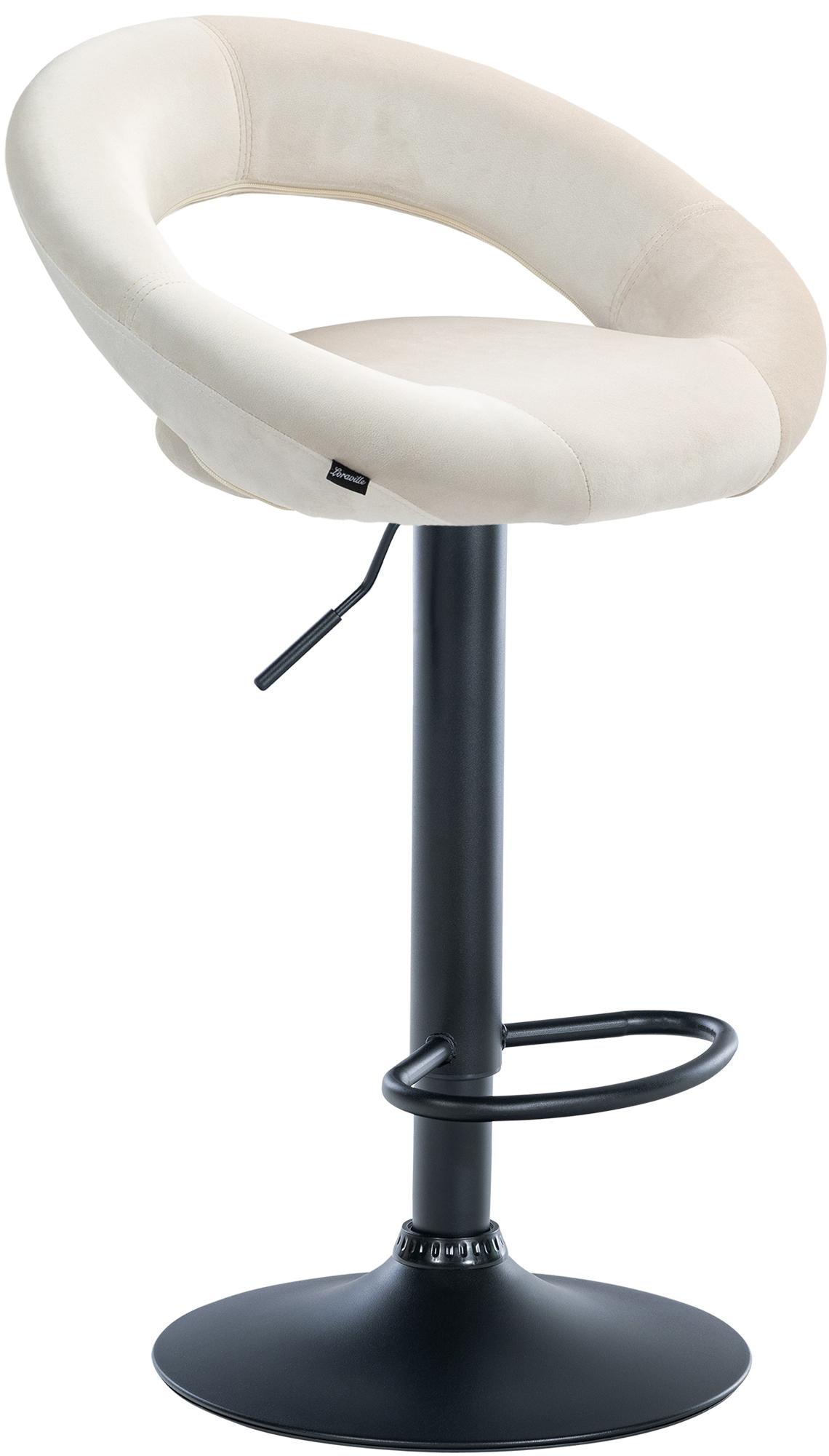 Barhocker Olinda Samt schwarz, creme
