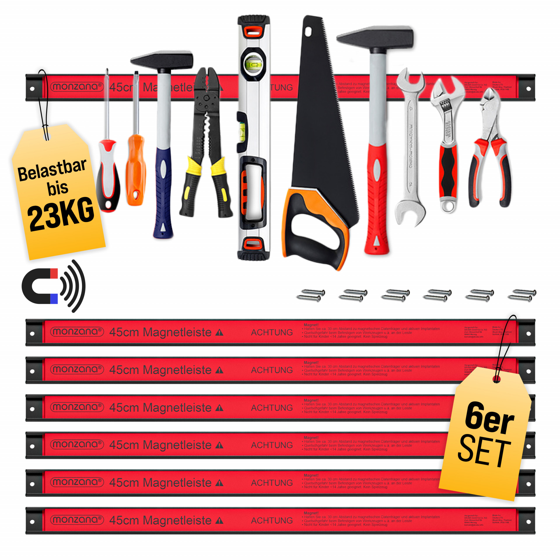 Magnetleiste 6er-Set 45cm inkl Montagematerial